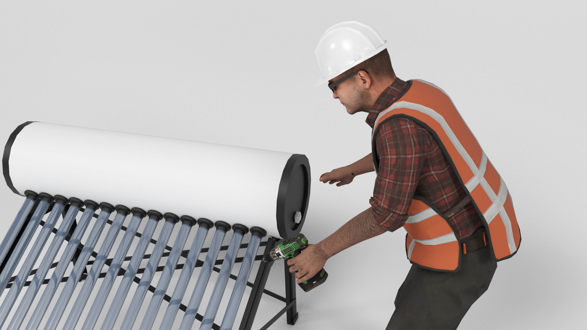 Solar water heater Low-poly 3D model_6
