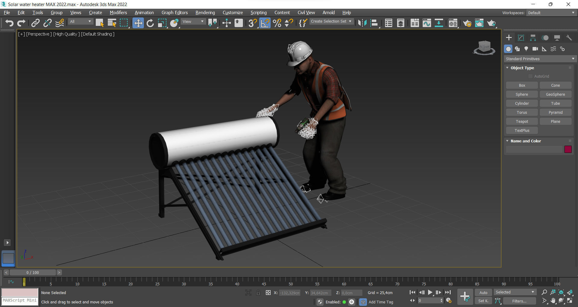 Solar water heater Low-poly 3D model_10