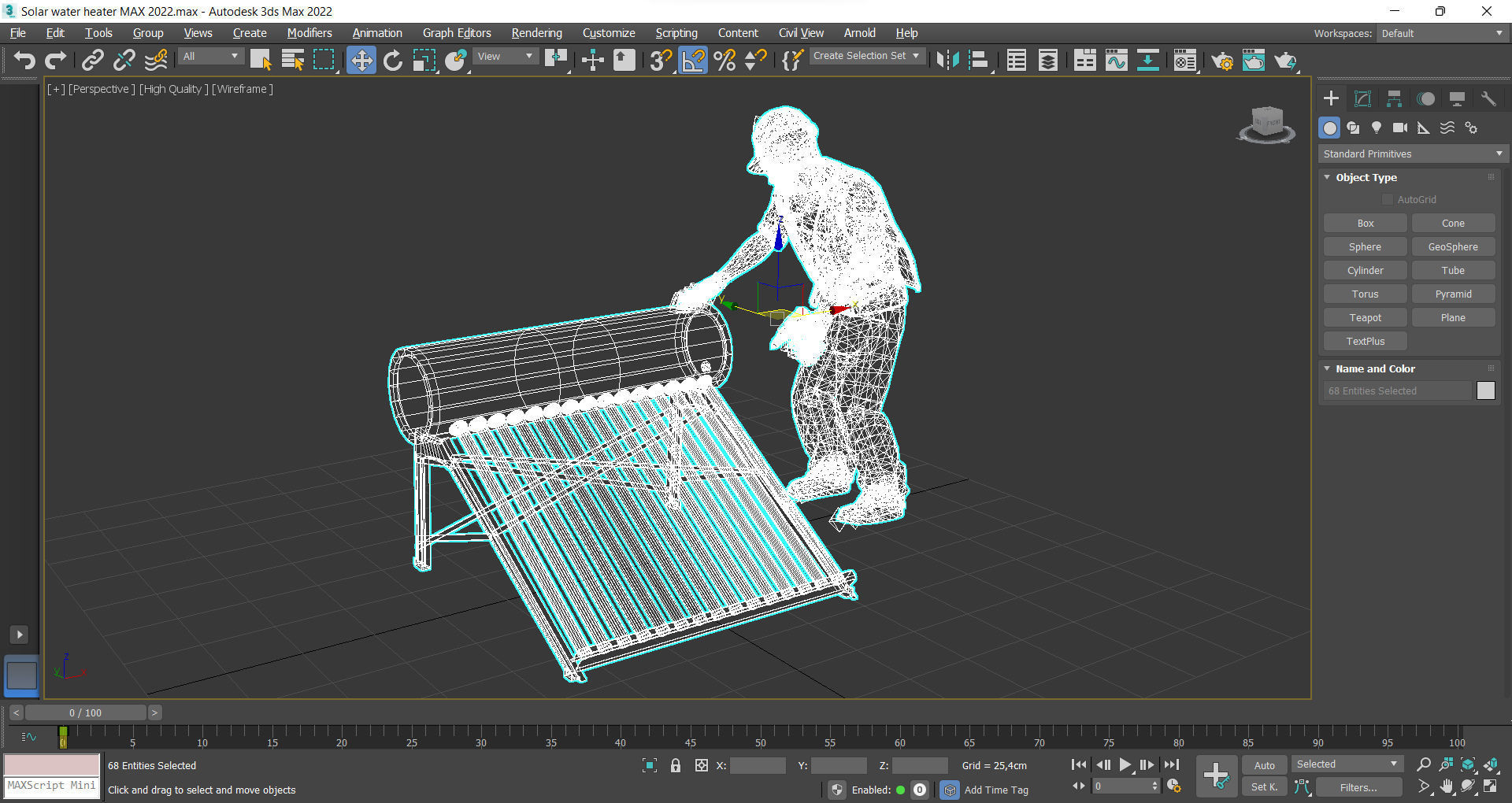 Solar water heater Low-poly 3D model_11