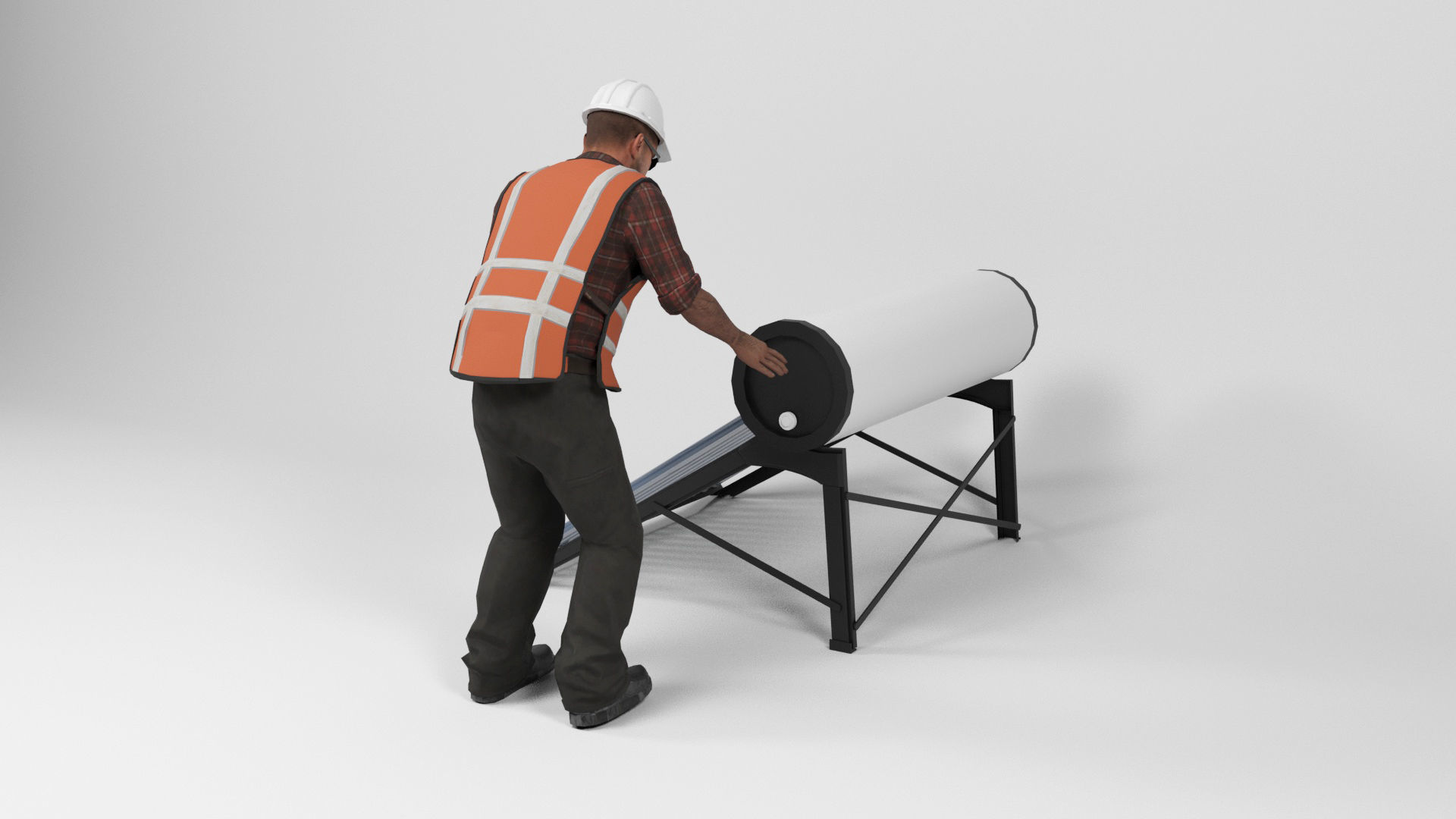 Solar water heater Low-poly 3D model_7