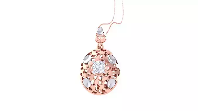 Solitaire Women Pendant 3dm STL OBJ FBX Renders Details