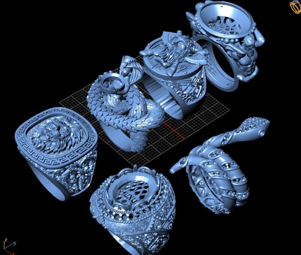zbrush Ring collection 3D print model_1