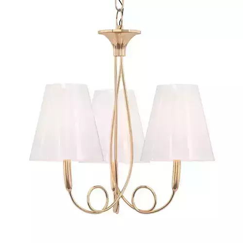 MANTRA three light chandelier in brass with shades