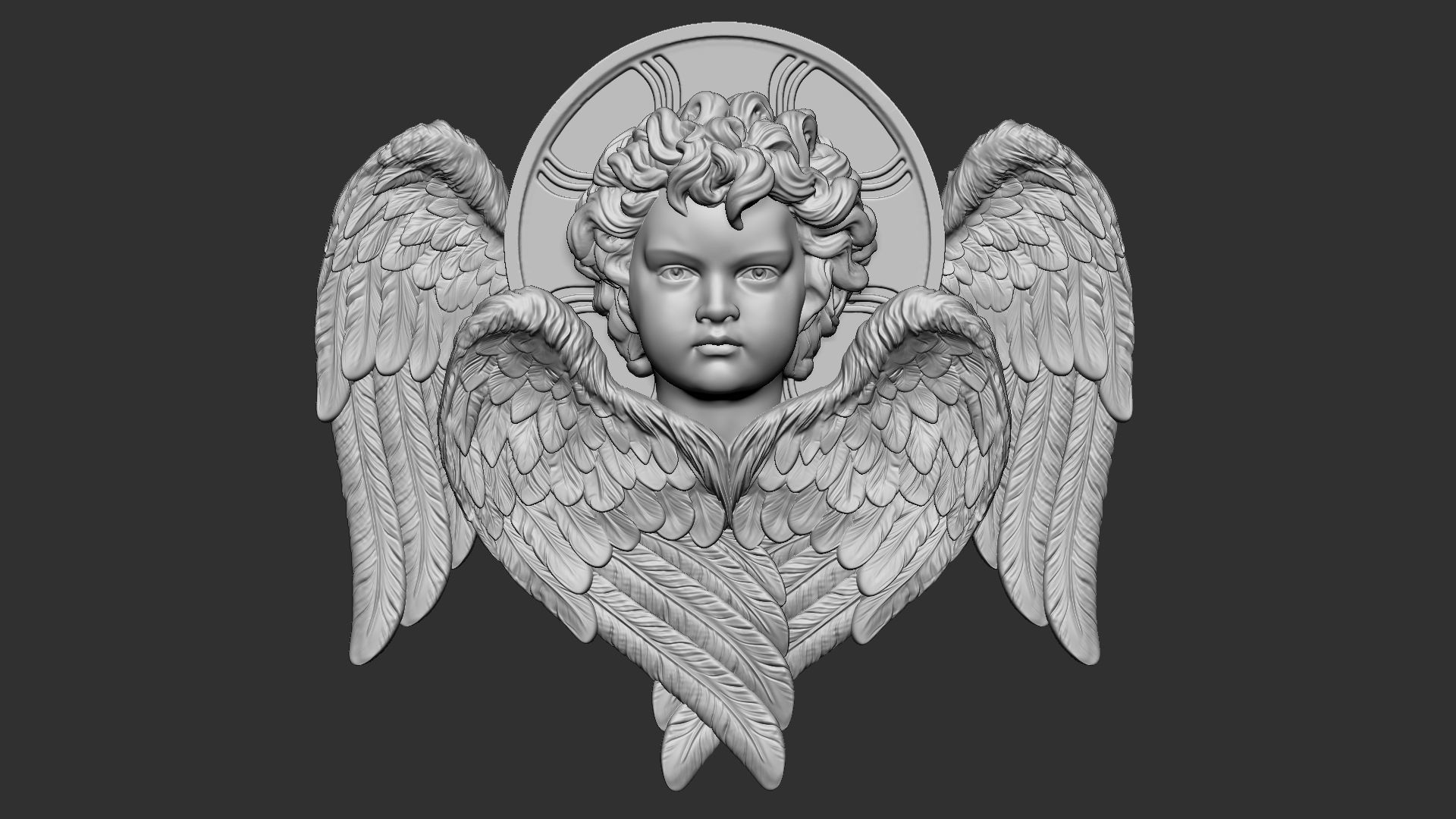 Cupid  Bas-Relief  01 3D print model_2
