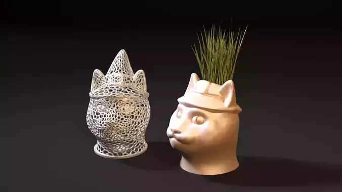 Cat planter and cat lamp 3D print model