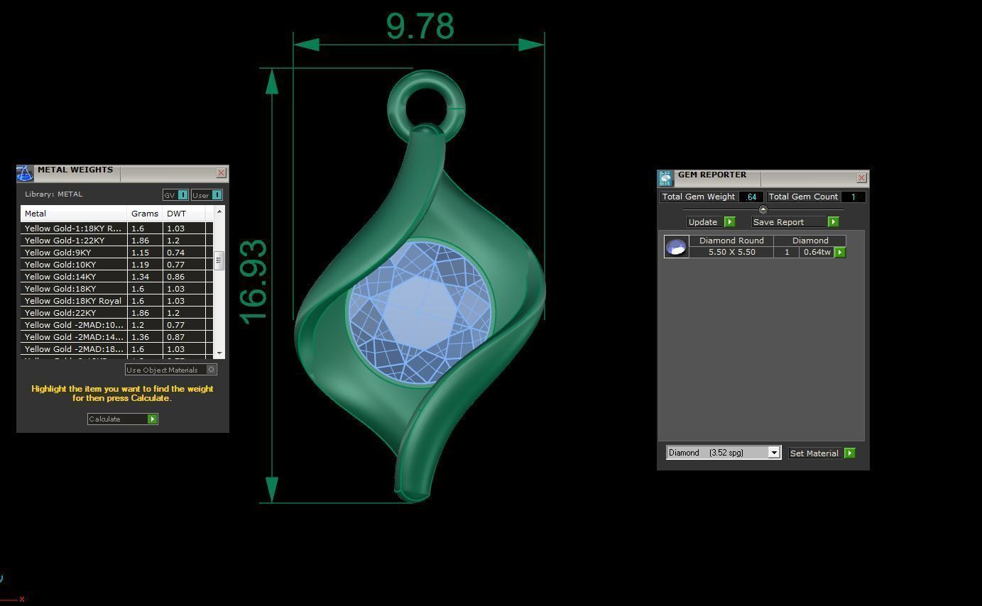 Women Solitaire Super Light Weight Pendant 3D print model_4