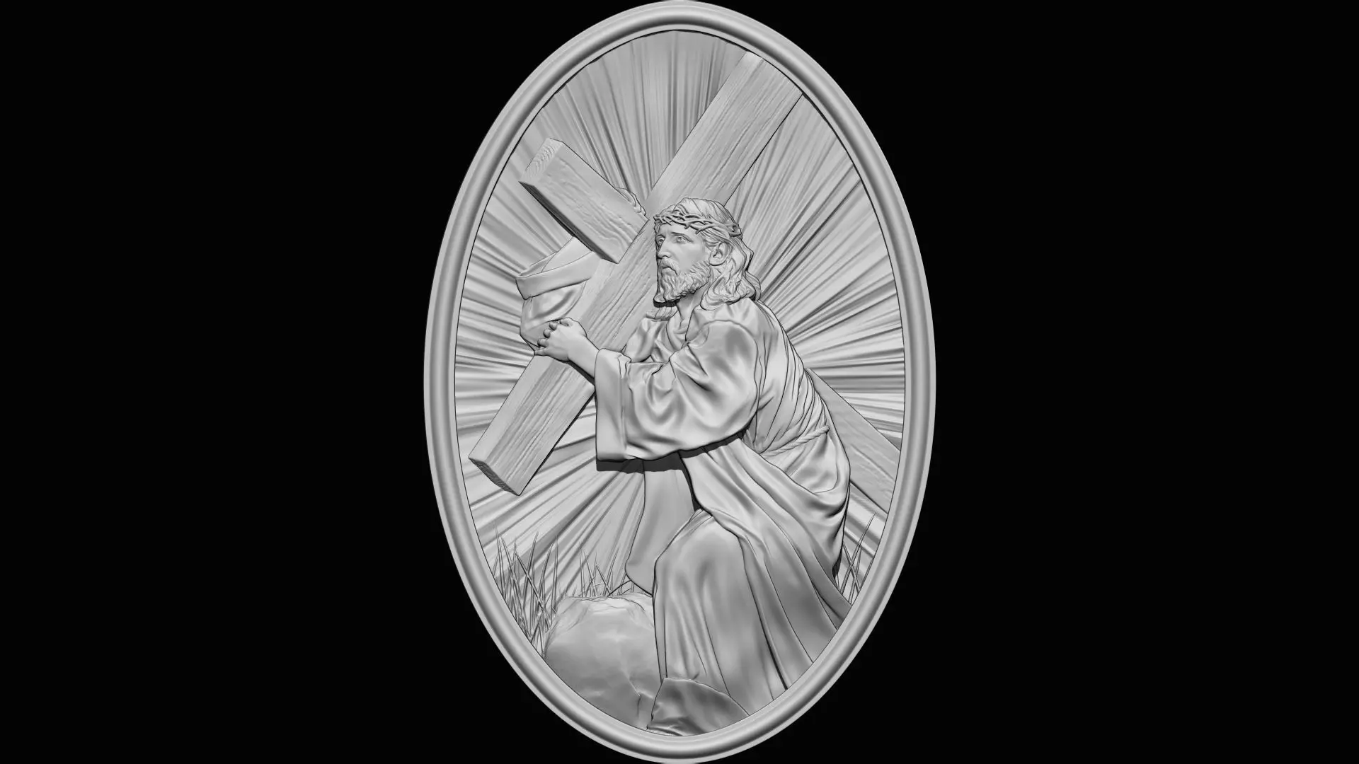 Jesus Bas-Relief 02 3D print model_0
