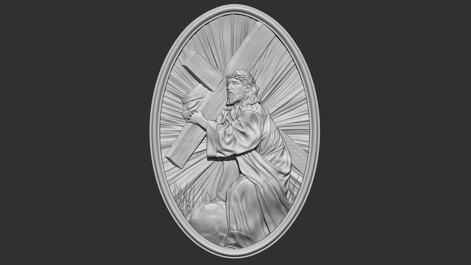 Jesus Bas-Relief 02 3D print model_4