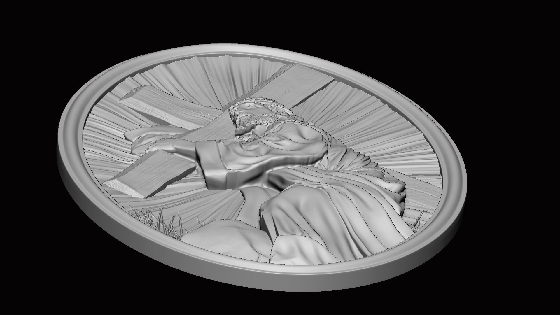 Jesus Bas-Relief 02 3D print model_3