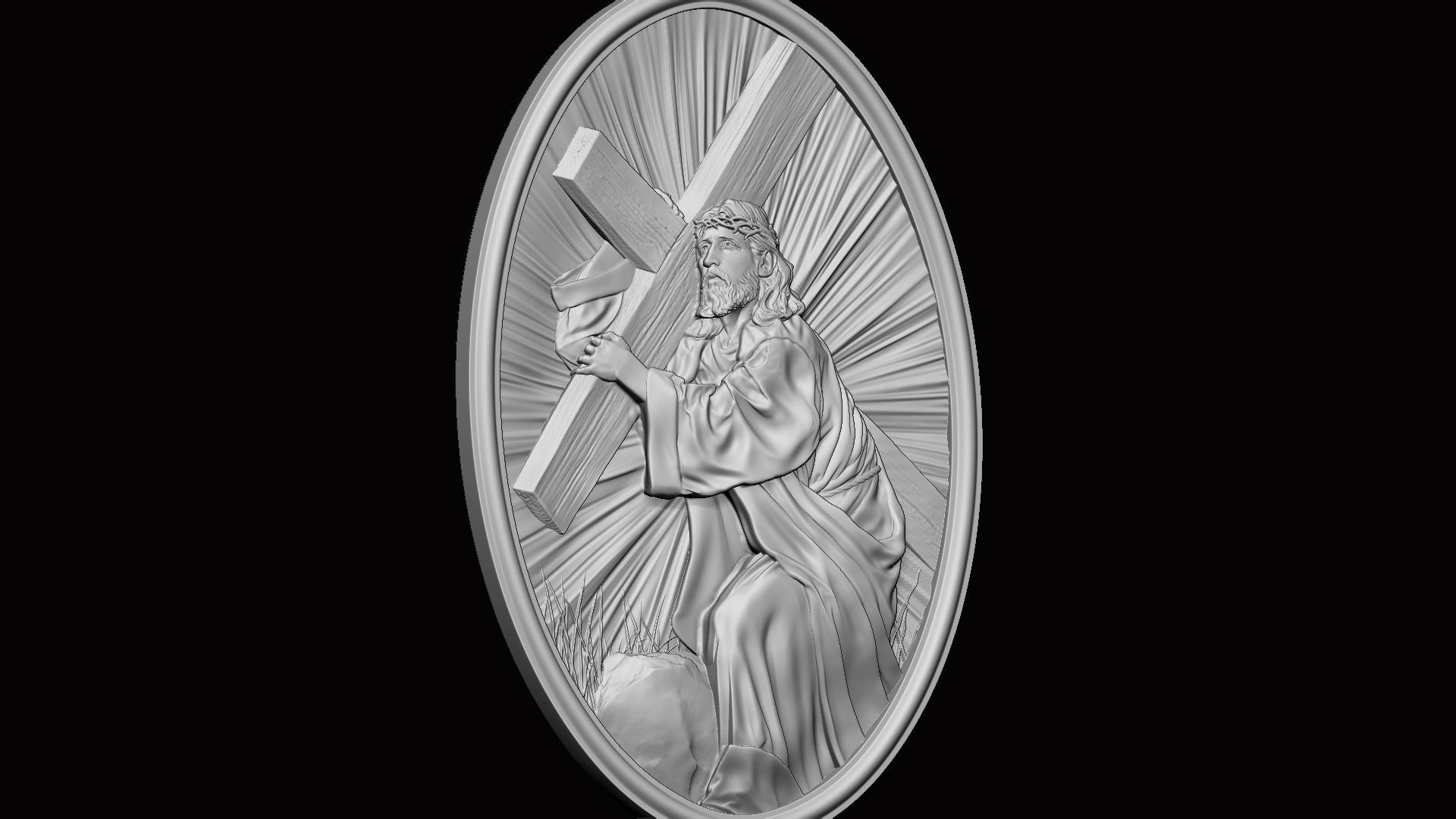 Jesus Bas-Relief 02 3D print model_2