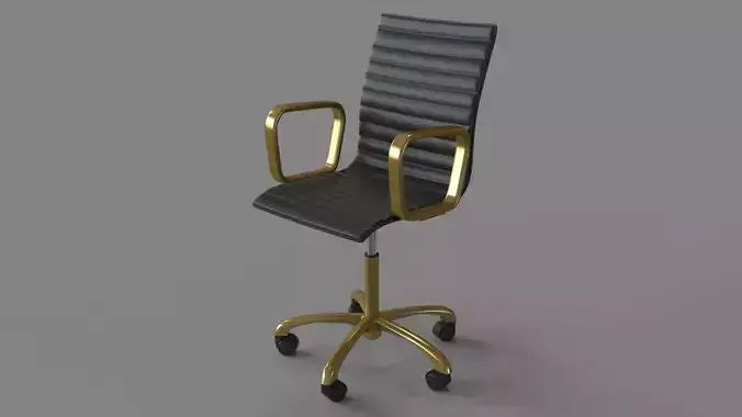 Ripple Black Leather Office Chair With Brass Frame