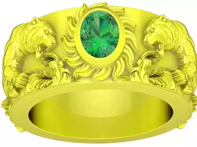 zodiac oval diamond tiger men ring 4734