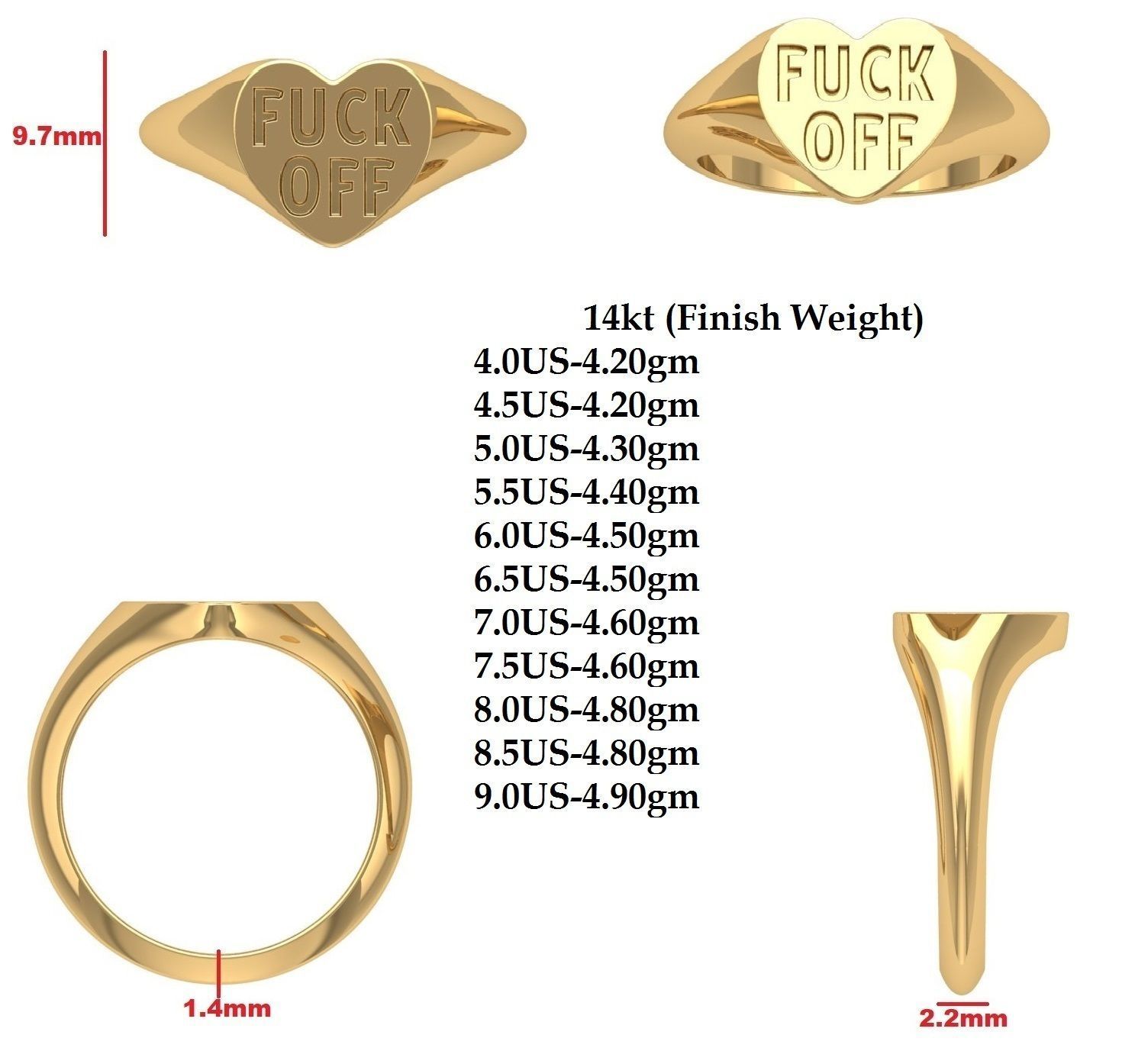 Fuck off Ring 3D print model_13