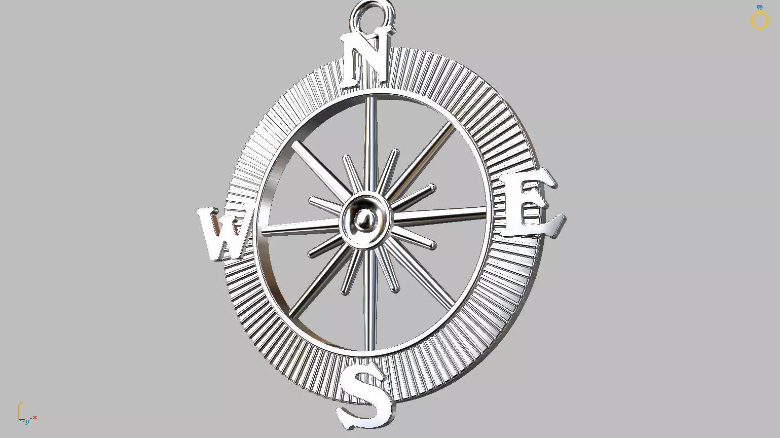 Wind Rose Travel Compass Pendant 3D print model