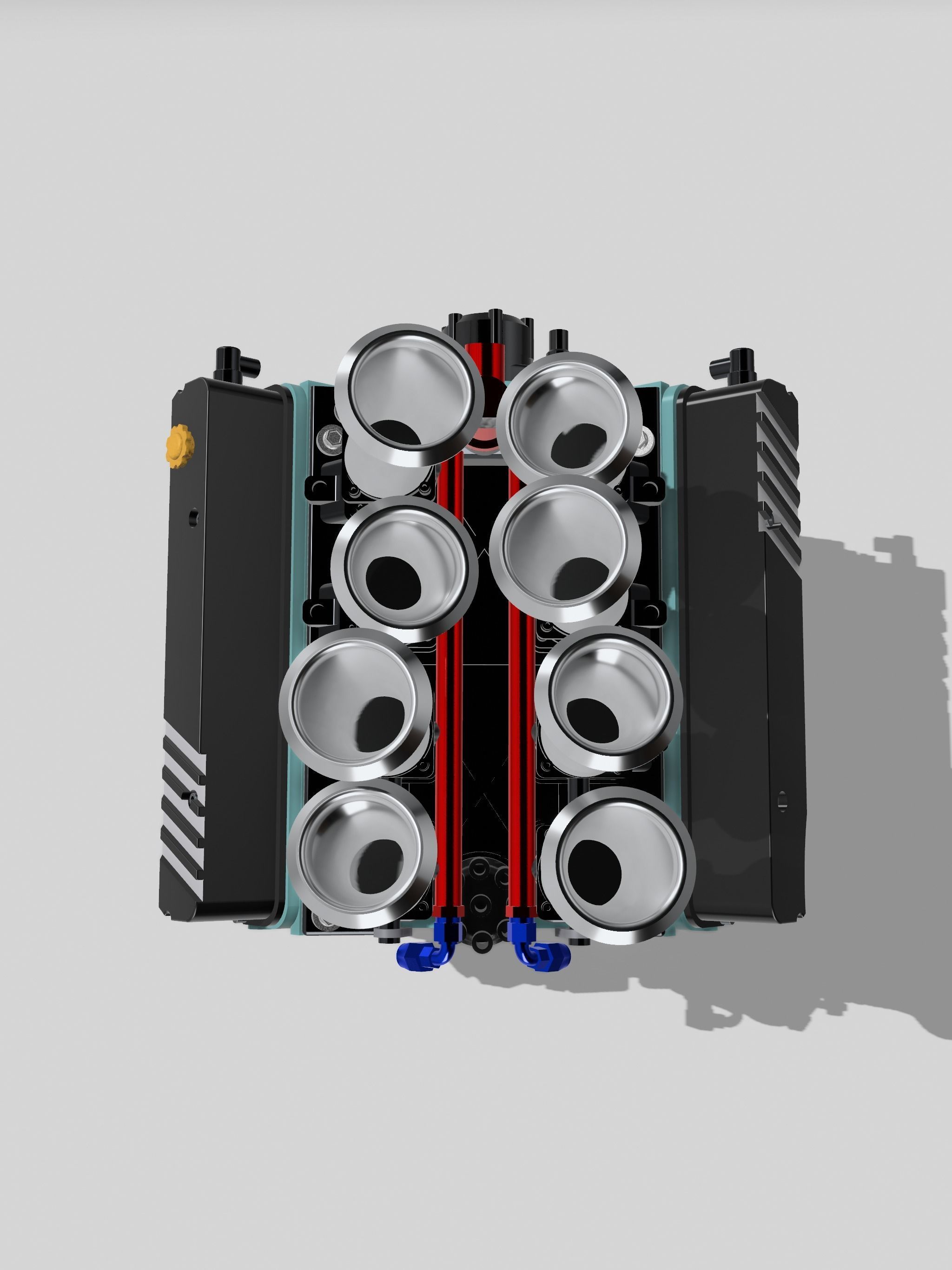 Holden 304 ITB Injected Engine 3x stack styles 3D print model_5