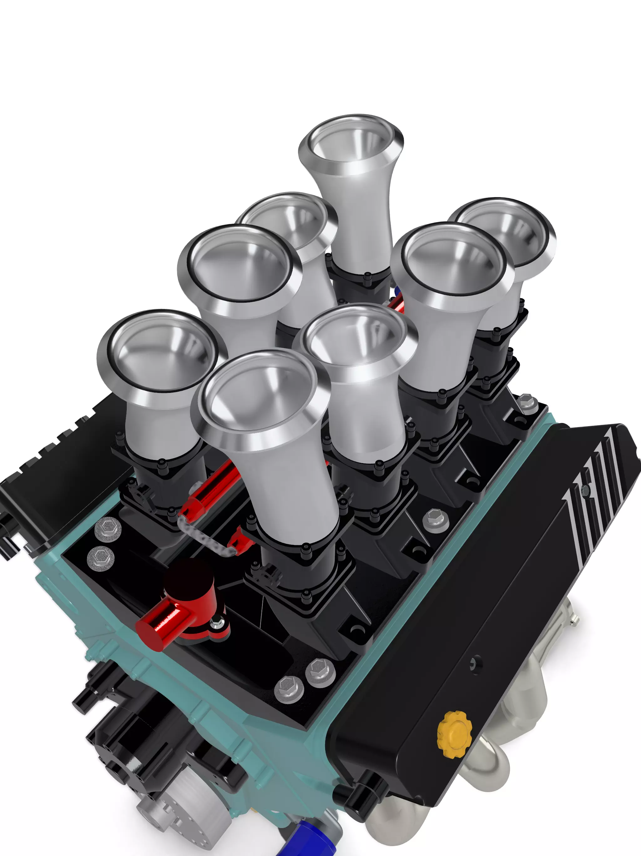 Holden 304 ITB Injected Engine 3x stack styles 3D print model_11