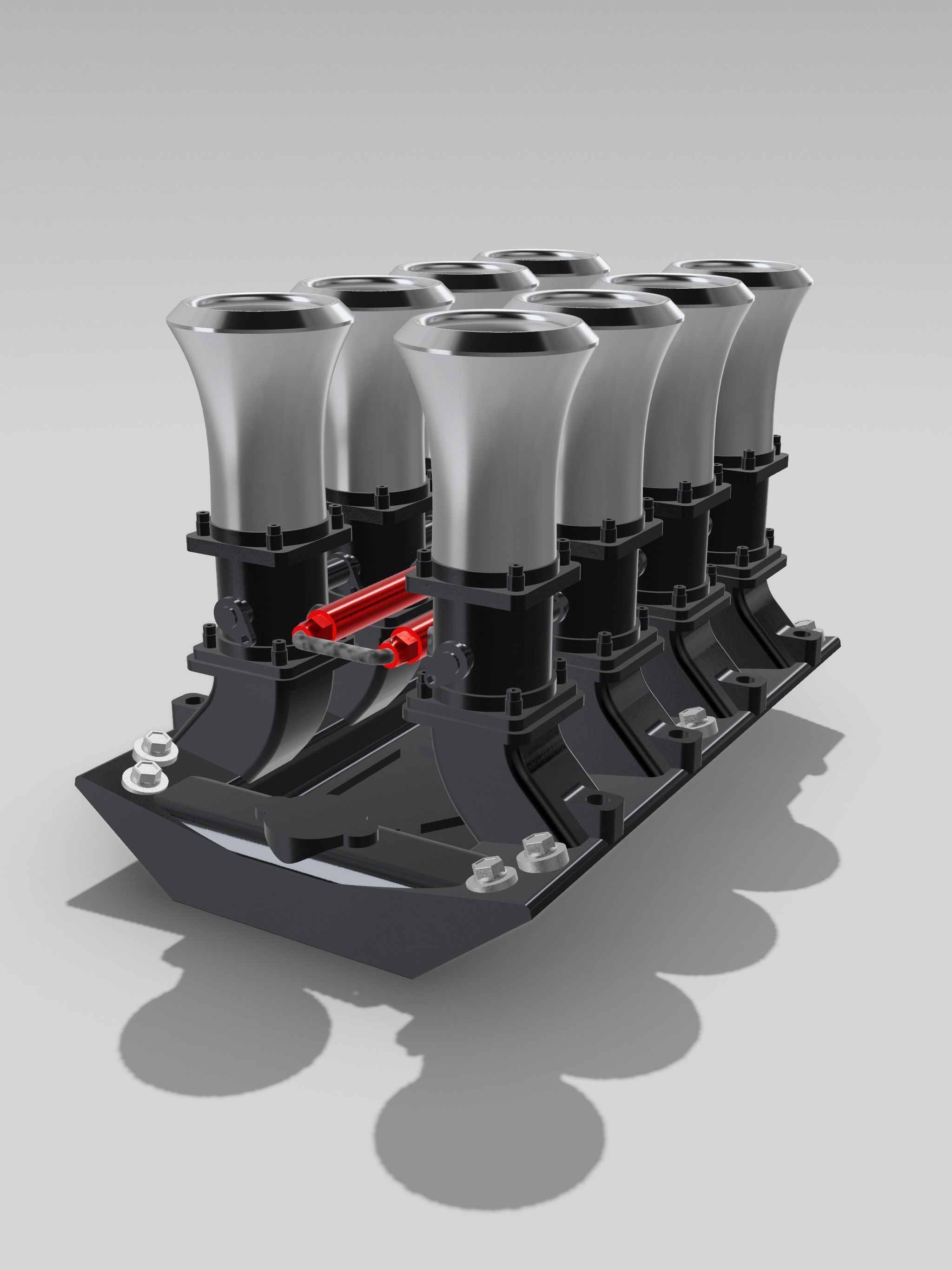 Holden 304 ITB Injected Engine 3x stack styles 3D print model_3