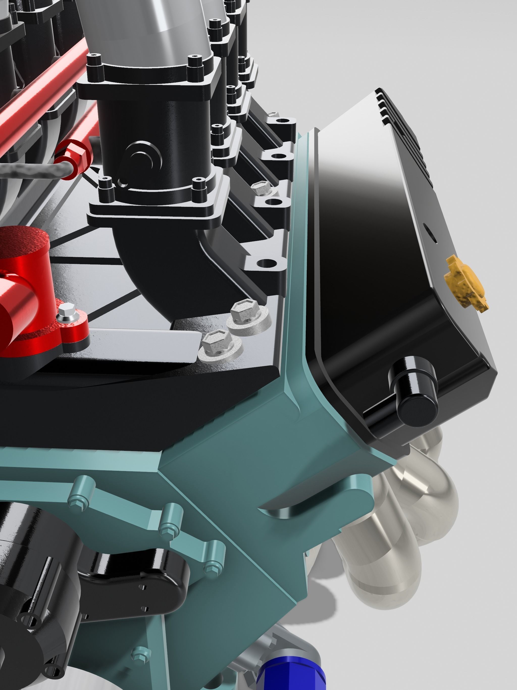 Holden 304 ITB Injected Engine 3x stack styles 3D print model_8