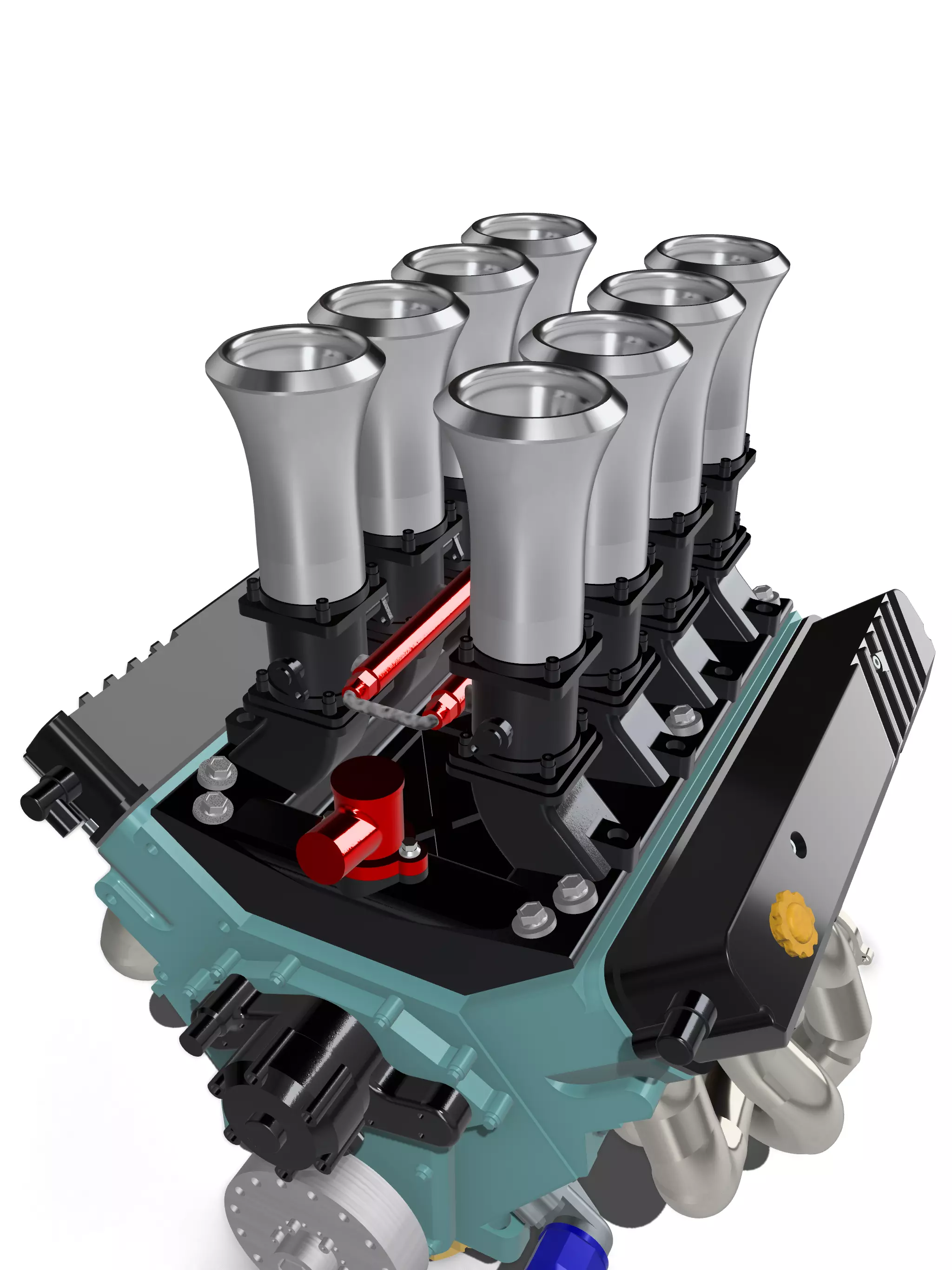 Holden 304 ITB Injected Engine 3x stack styles 3D print model_12