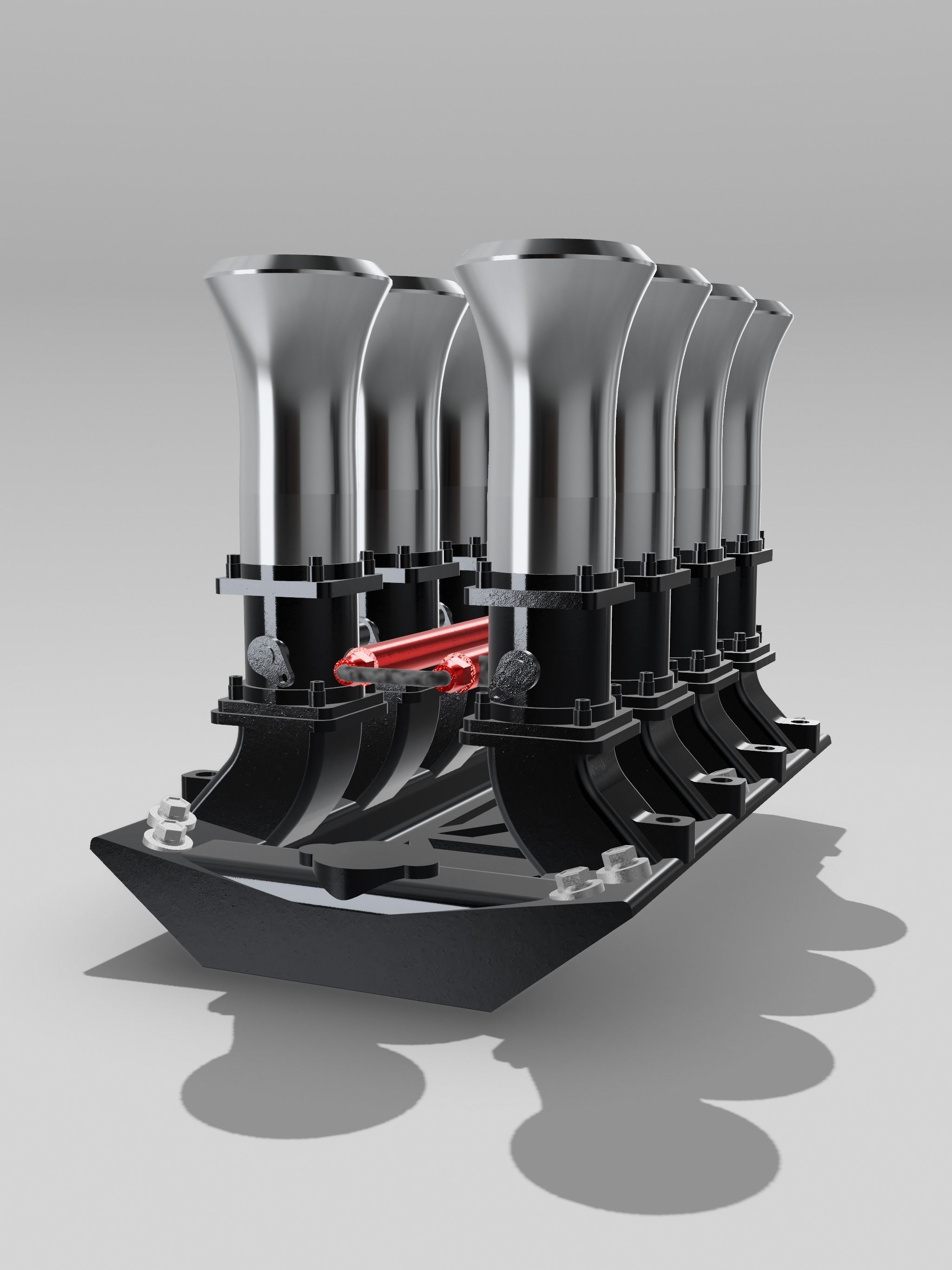 Holden 304 ITB Injected Engine 3x stack styles 3D print model_2
