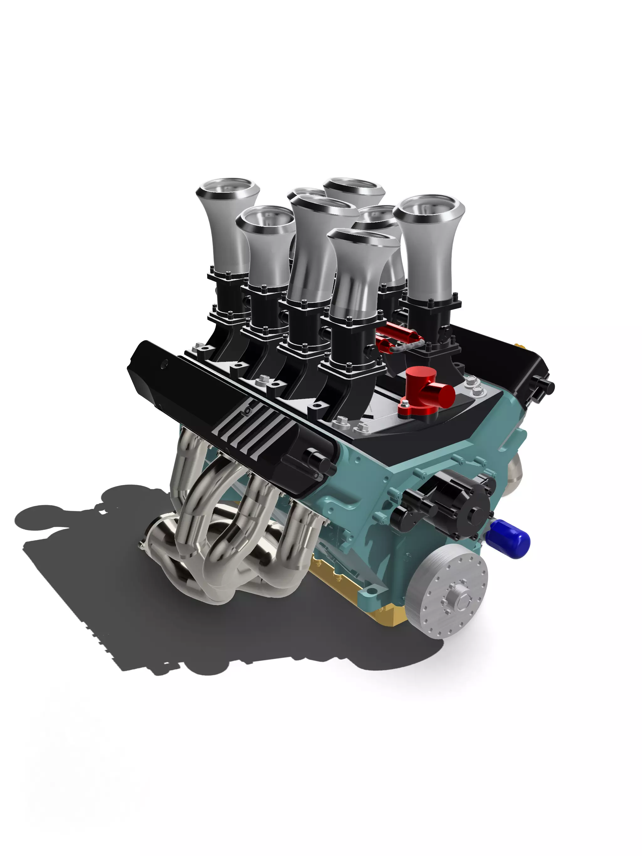 Holden 304 ITB Injected Engine 3x stack styles 3D print model_10
