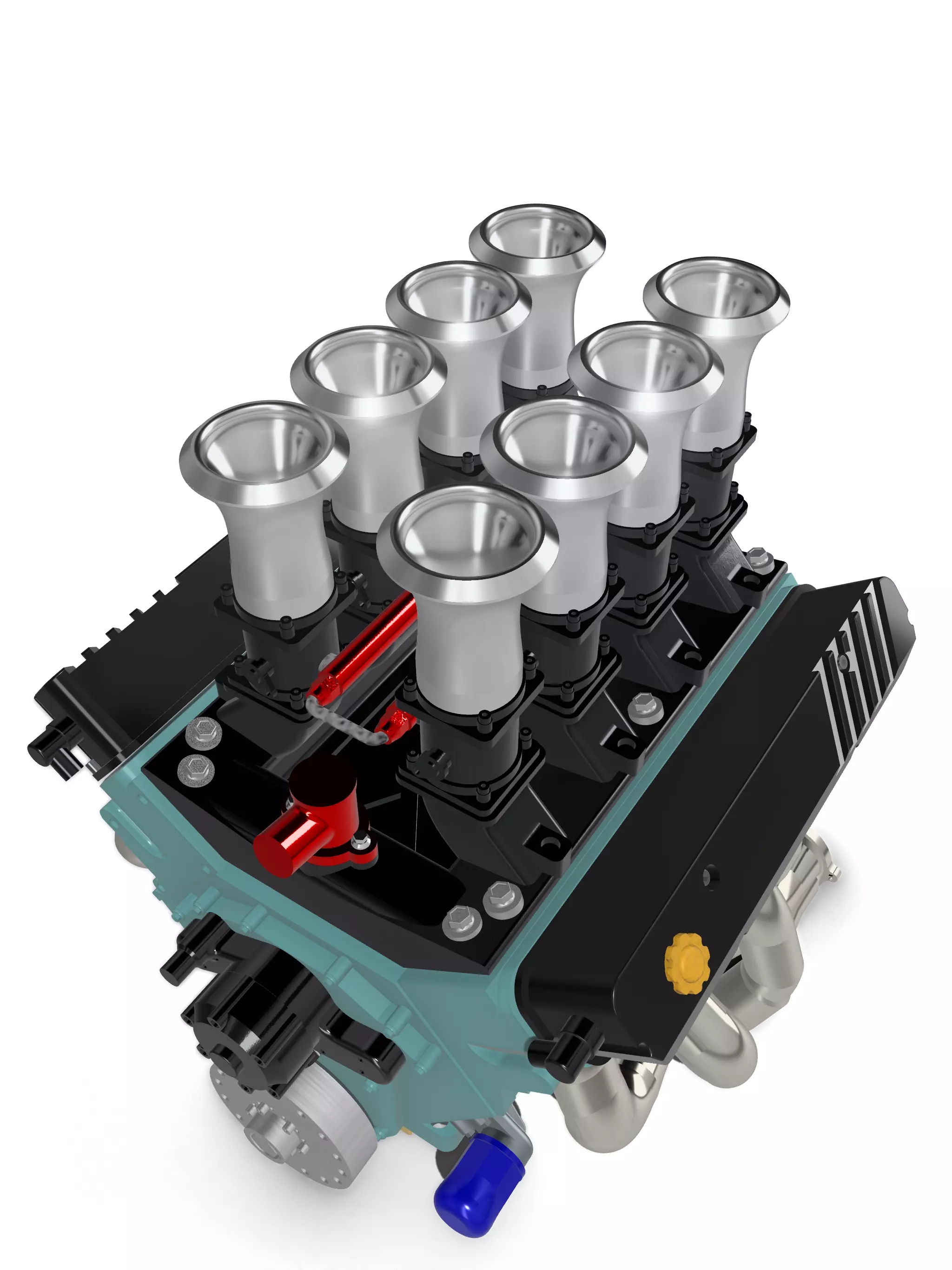 Holden 304 ITB Injected Engine 3x stack styles 3D print model_13