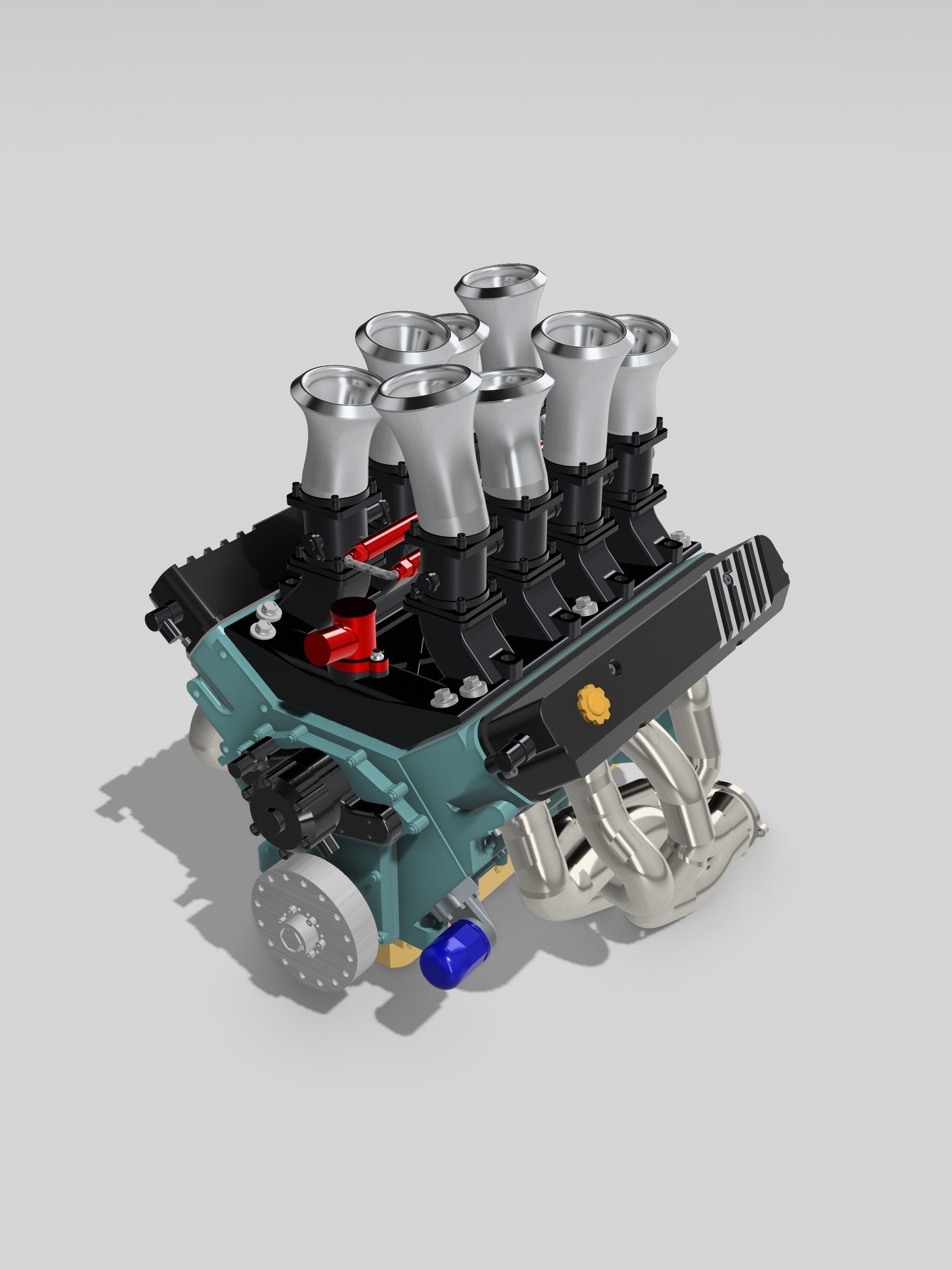 Holden 304 ITB Injected Engine 3x stack styles 3D print model_7