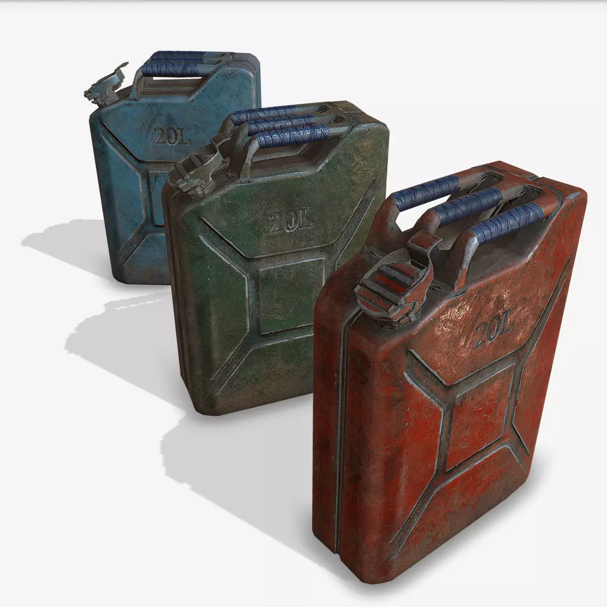 Jerrycan 3 color Low-poly 3D model