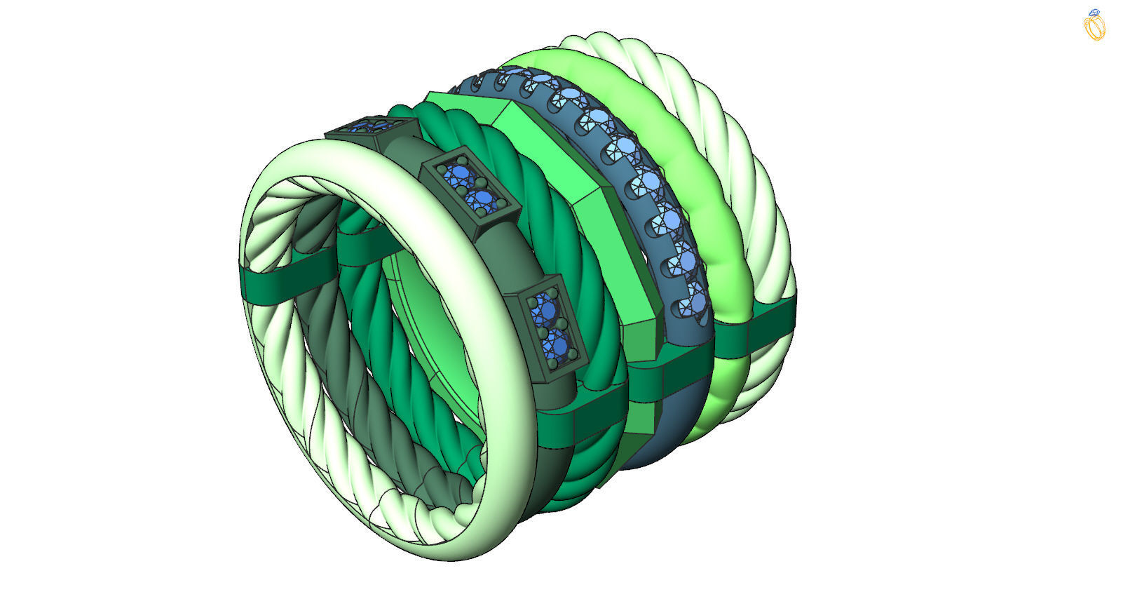 stylish diamond ring 3D print model_8