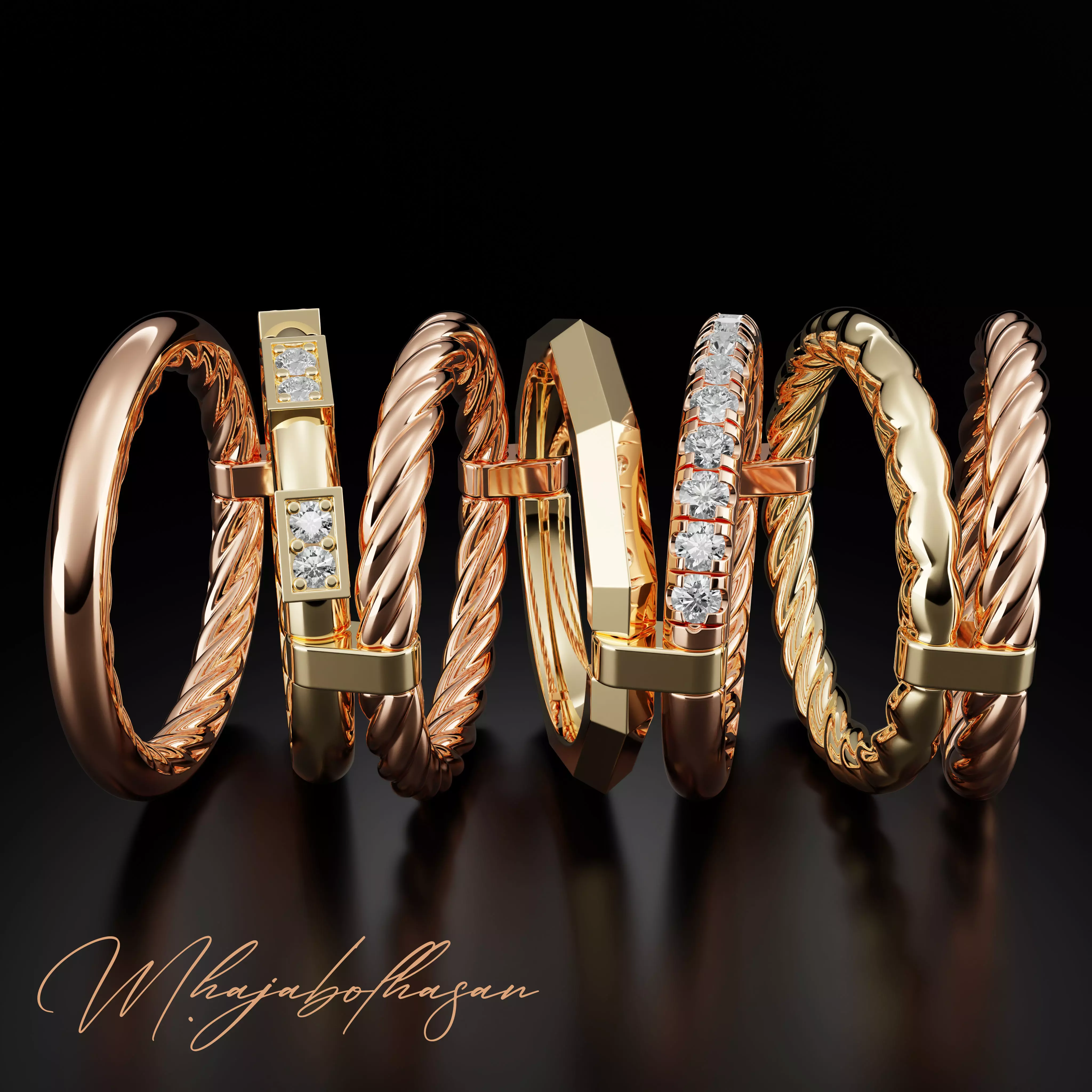 stylish diamond ring 3D print model_0