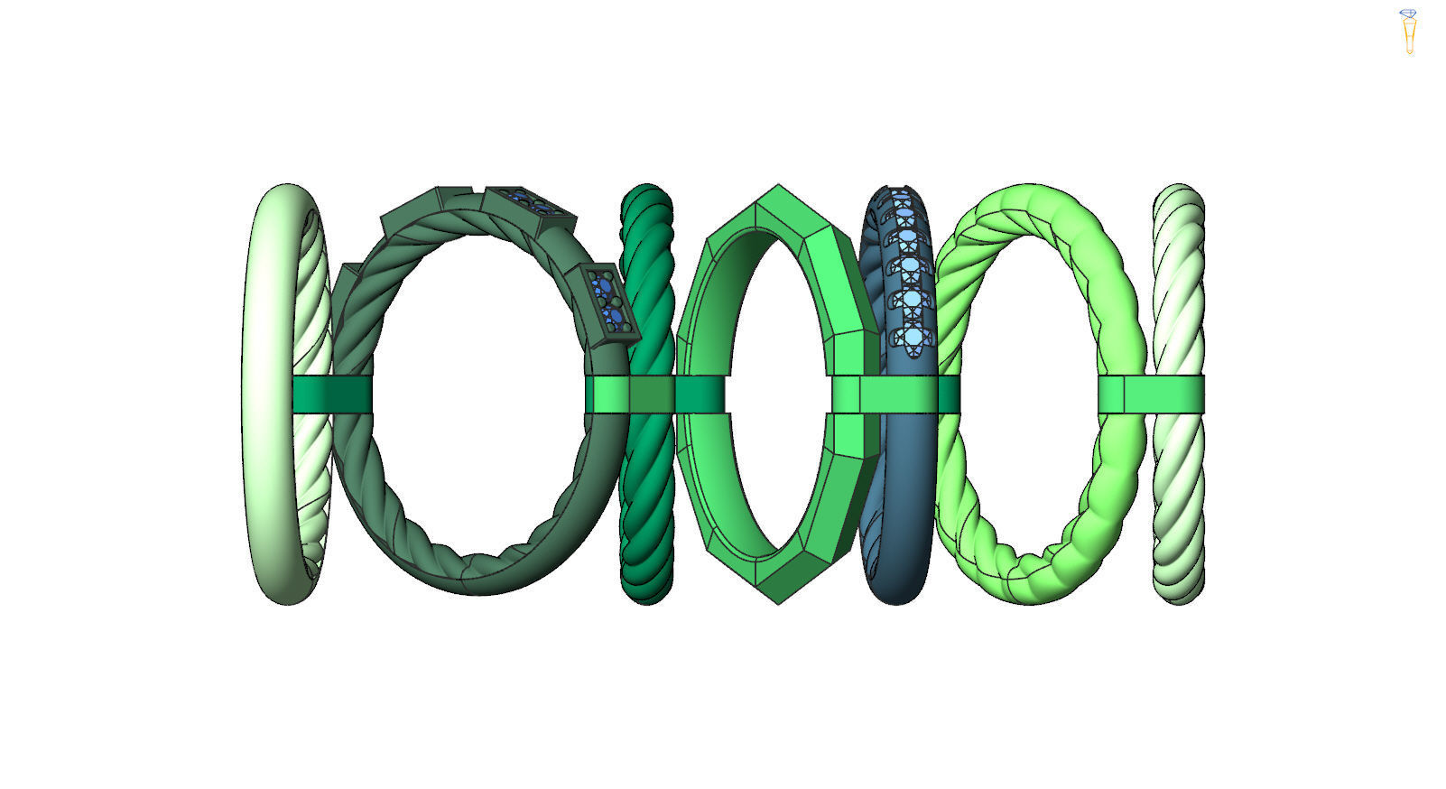 stylish diamond ring 3D print model_3