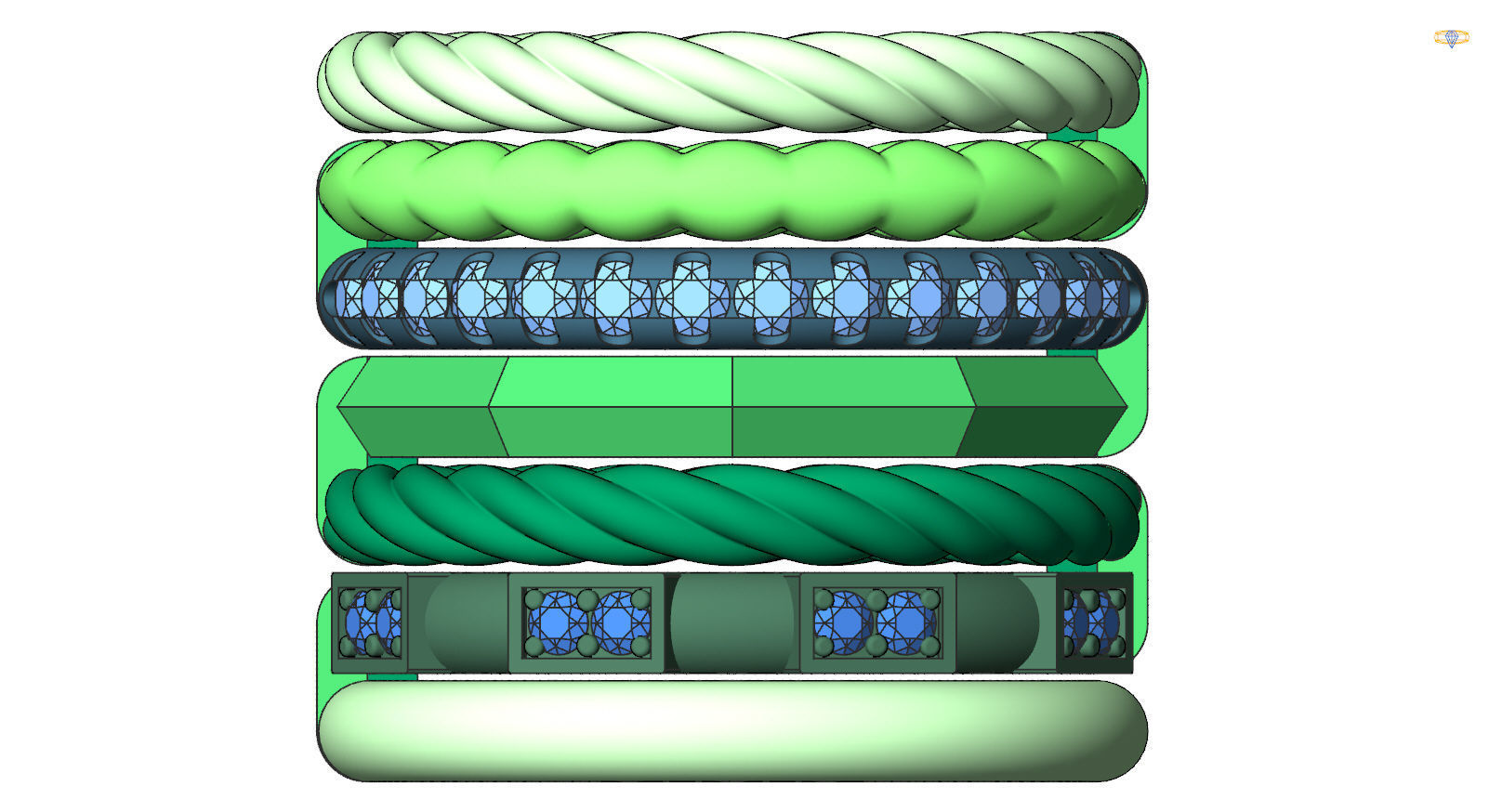 stylish diamond ring 3D print model_1