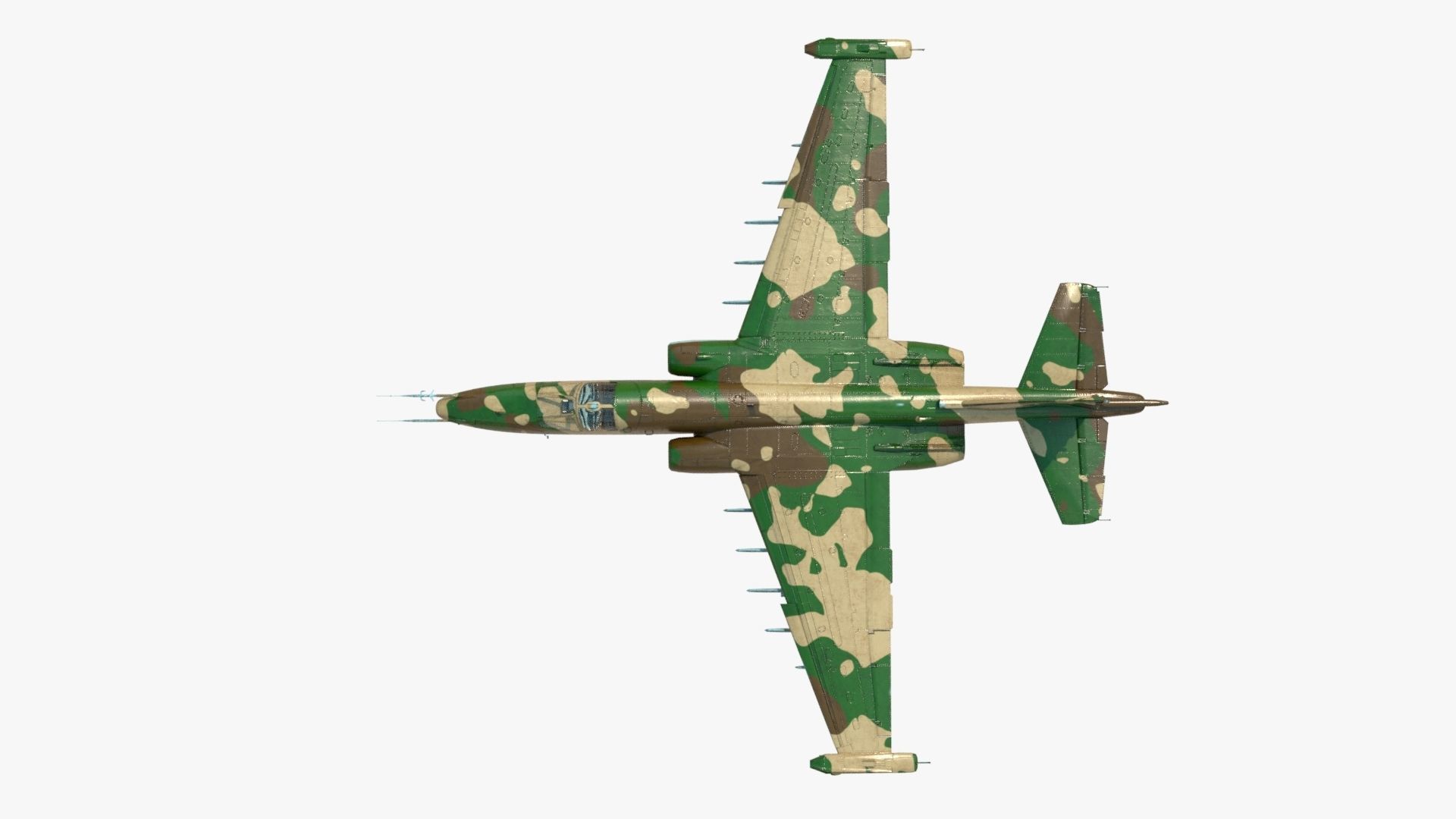 4K Textures with 2 Colors Su-25 Frogfoot  Low-poly 3D model_9