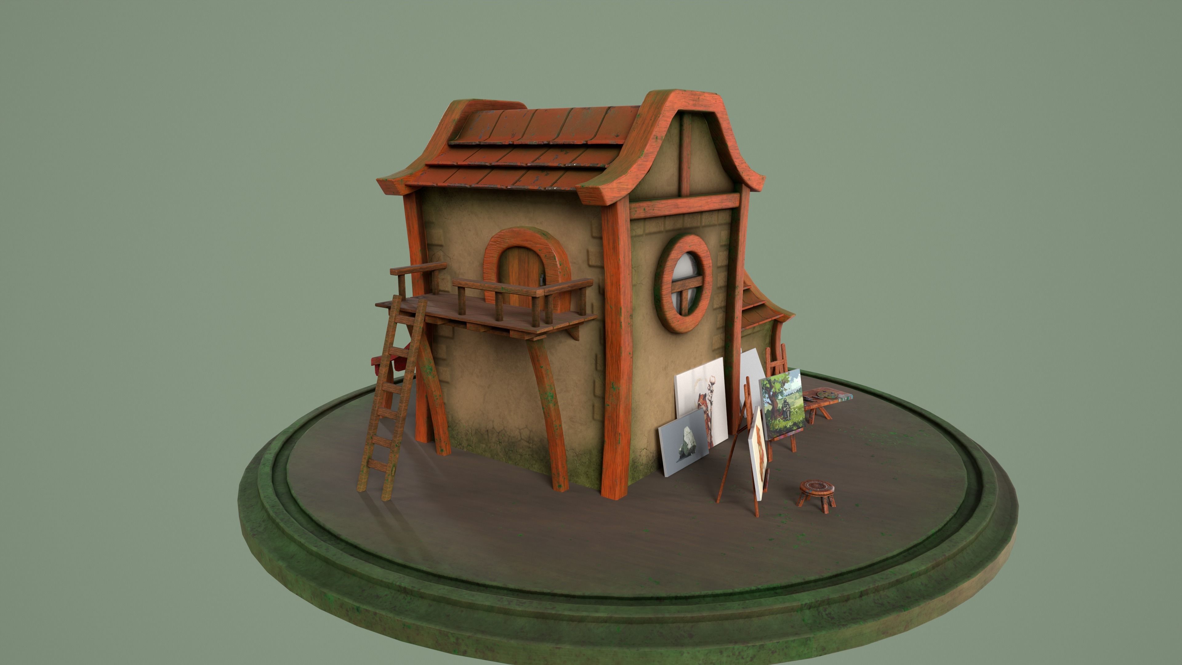 Artist-s House Free low-poly 3D model_10