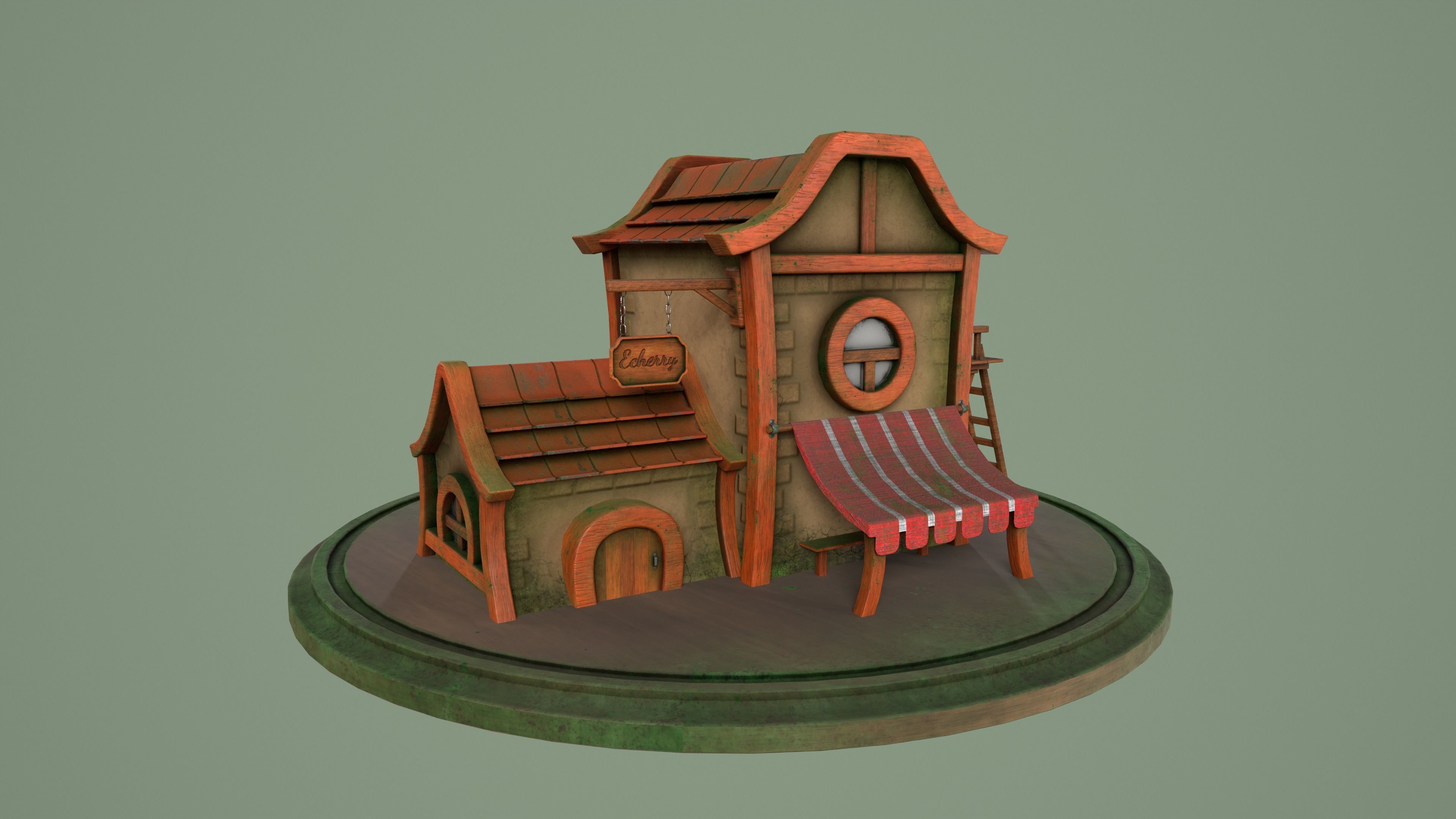 Artist-s House Free low-poly 3D model_9