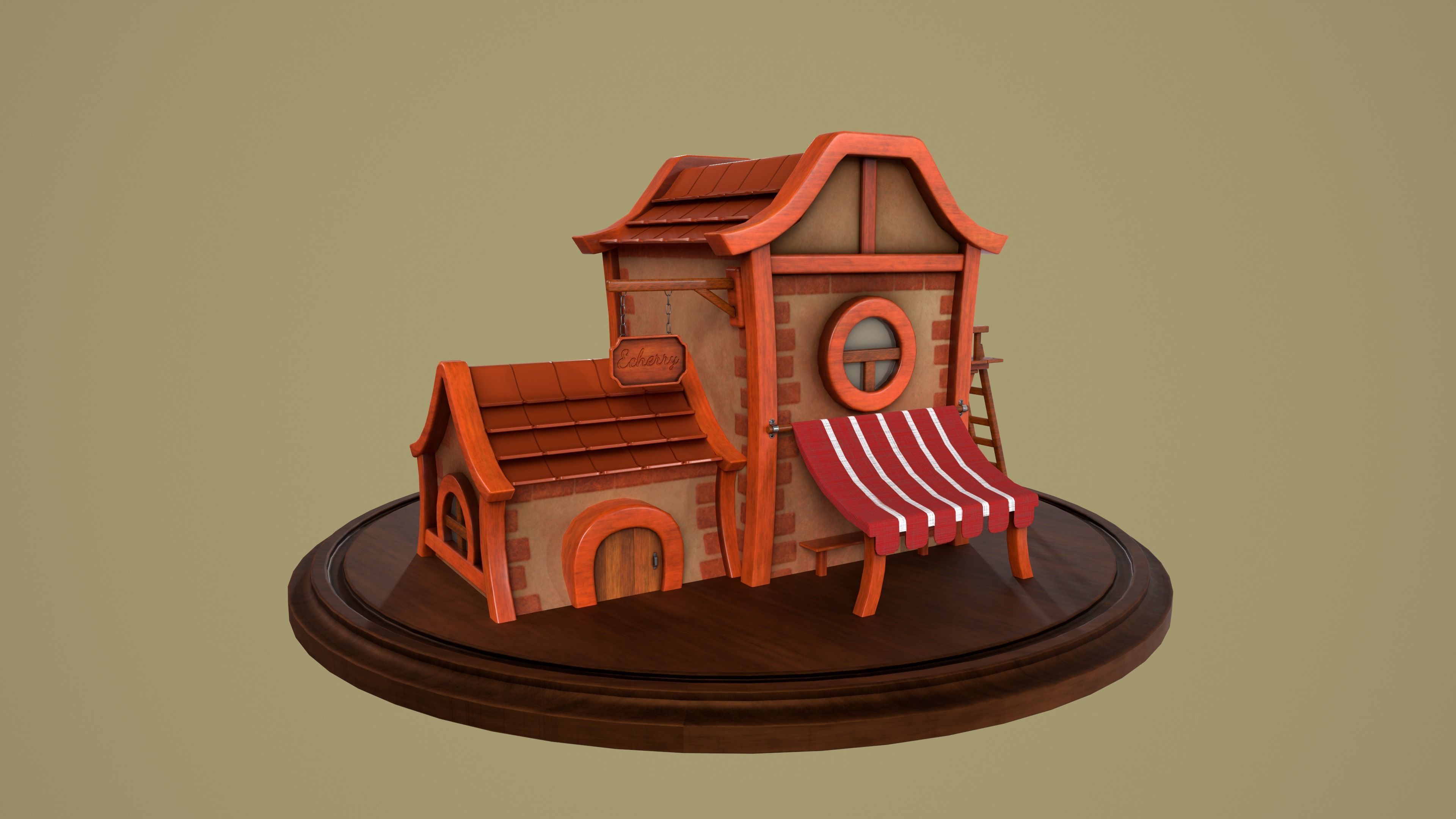 Artist-s House Free low-poly 3D model_4