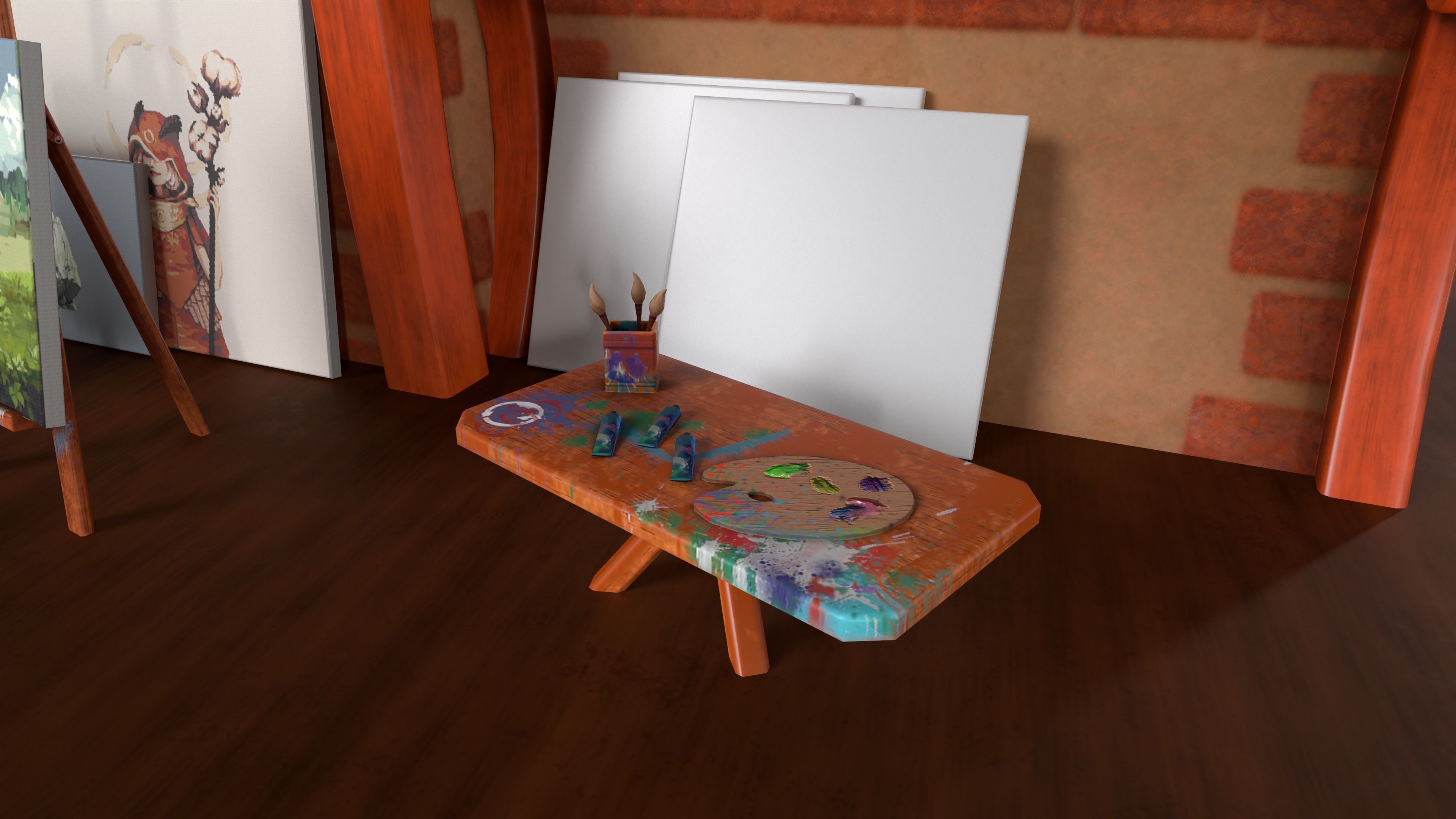 Artist-s House Free low-poly 3D model_7