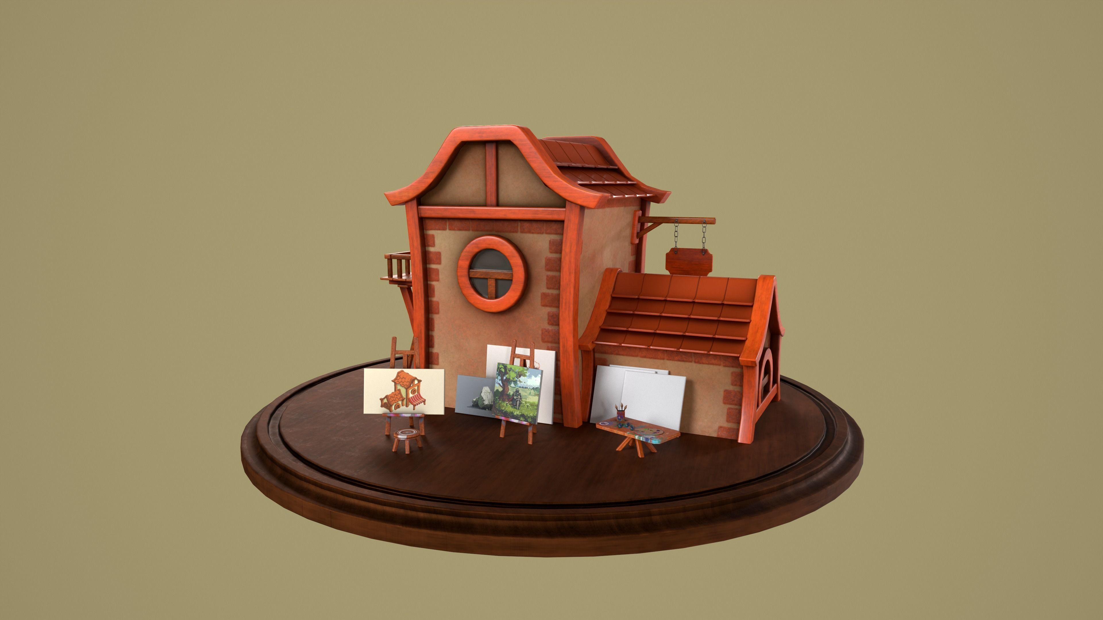 Artist-s House Free low-poly 3D model_3