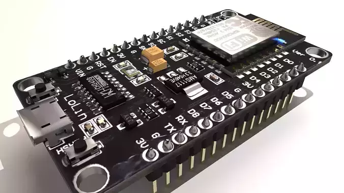 NodeMCU V3 with ESP8266   Arduino DIY Circuit 3D model