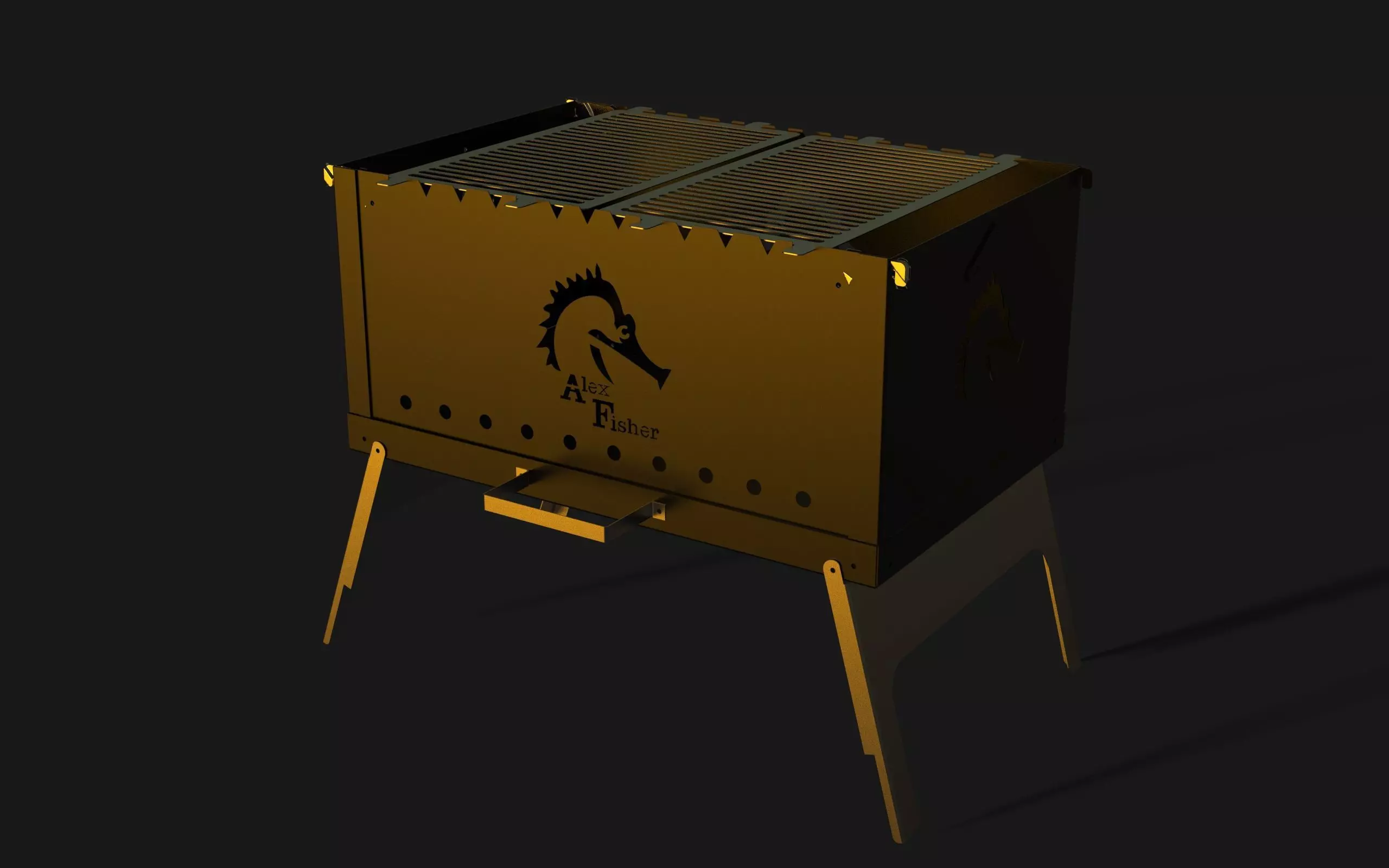 sheet metal foldable fire pit dimension 40cmx60cm 1mm 3D model