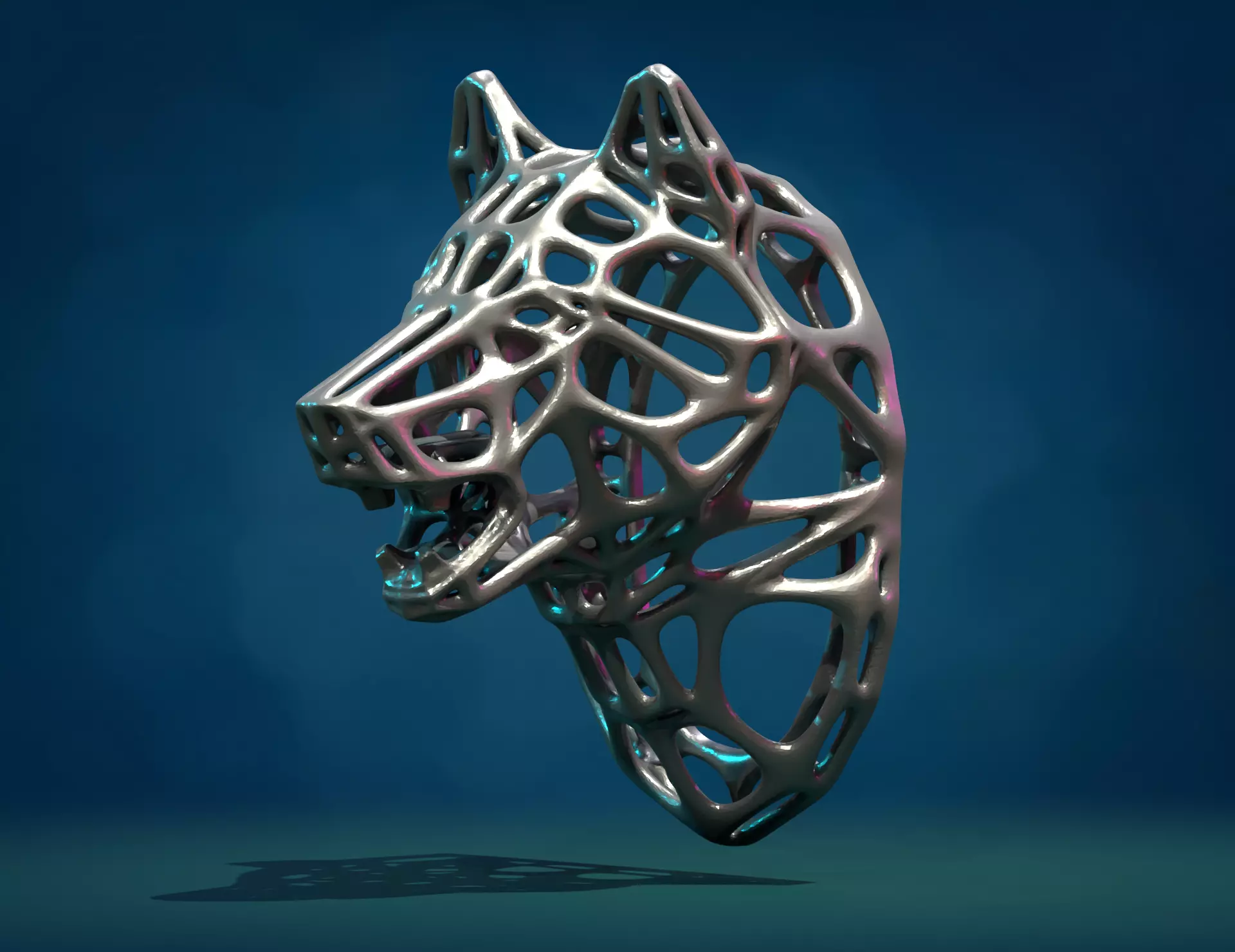 Mesh Wolf head 3D print model