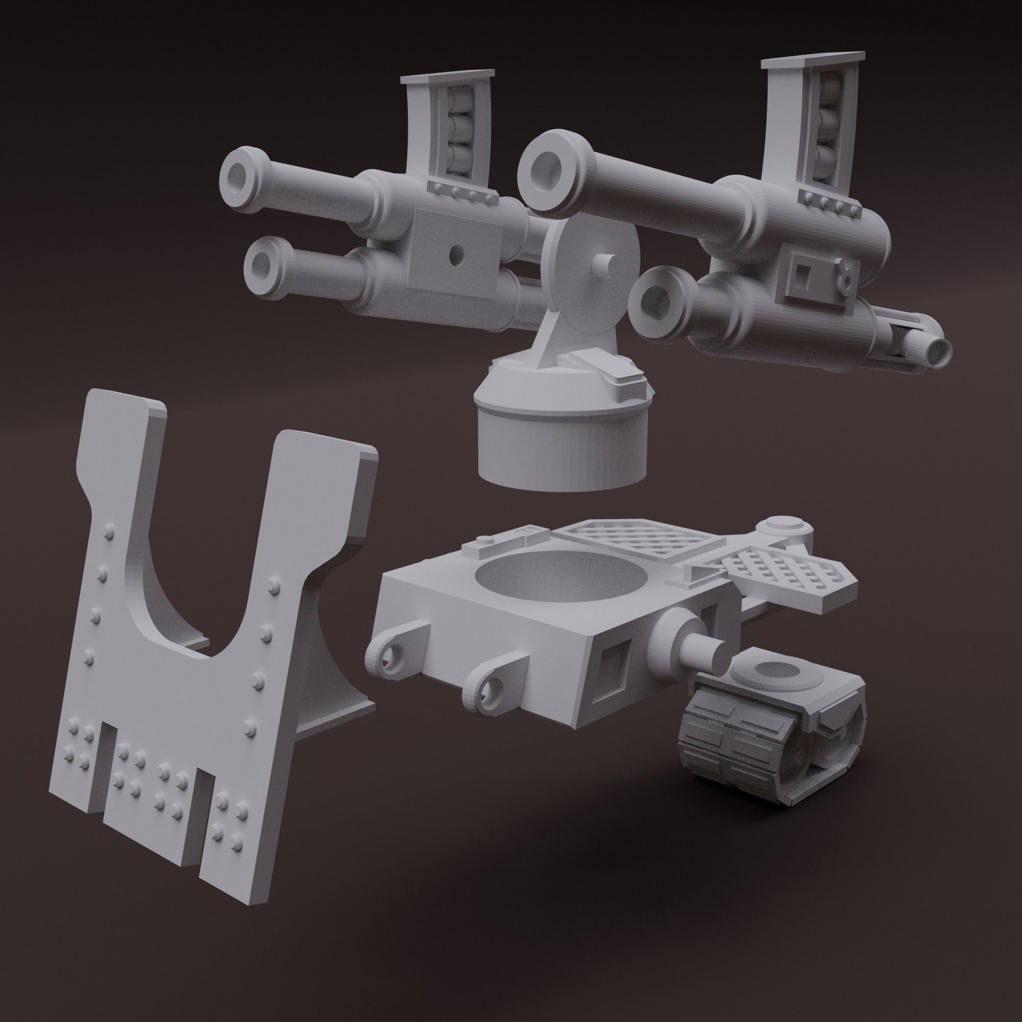 Squat Gun and Support Weapon Carriage 3D print model_2
