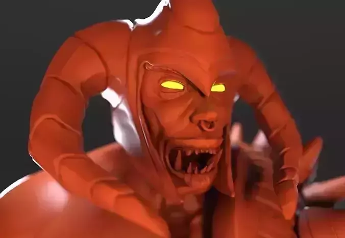 Ork High Poly demon with glowing eyes