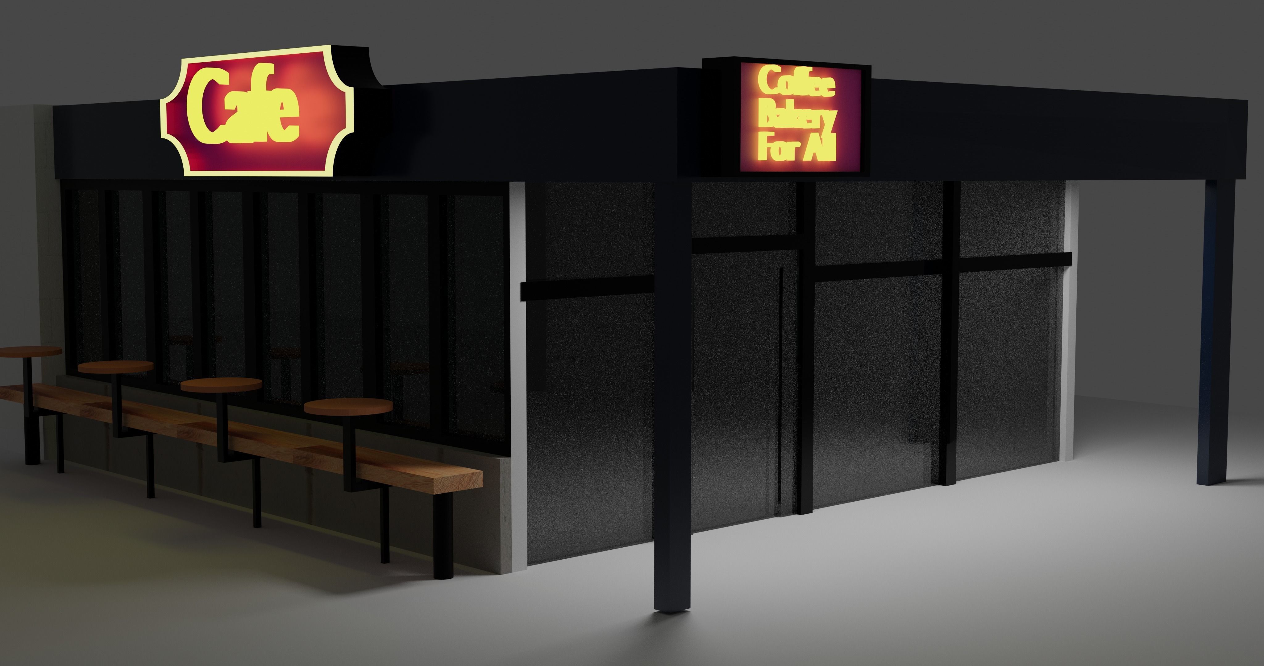 Coffee Shop Exterior Free 3D model_2