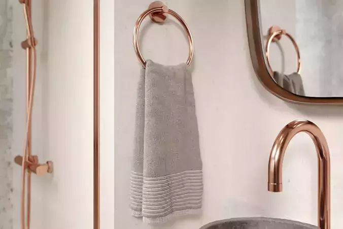 Light Grey Cotton Towel in a Ring using Corona Hair and Fur 3D model