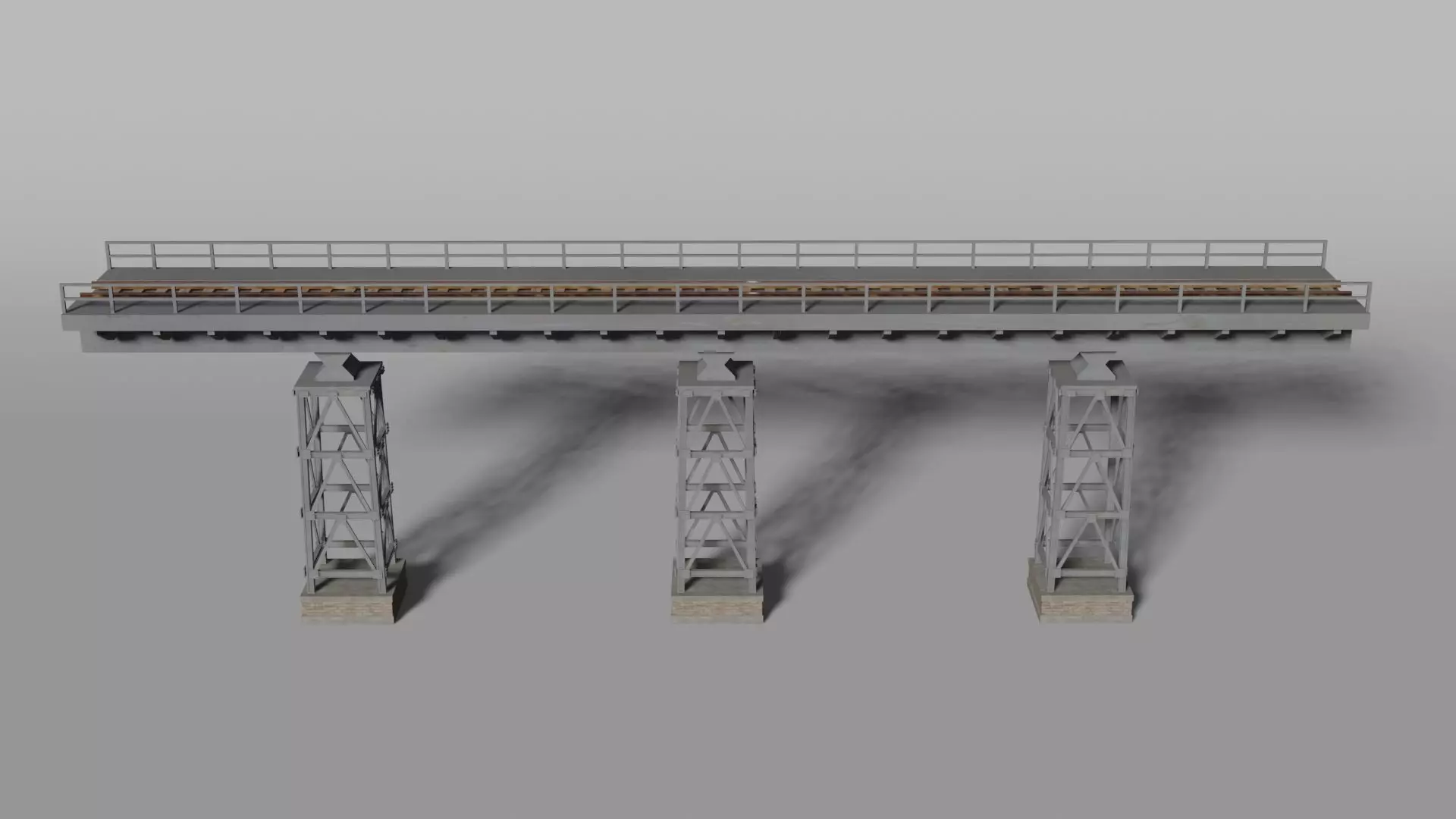 Railroad frame bridge 3D model_0