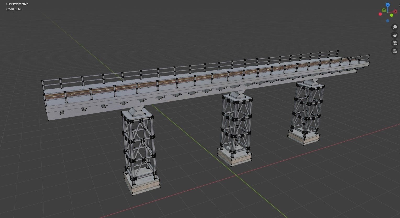 Railroad frame bridge 3D model_5