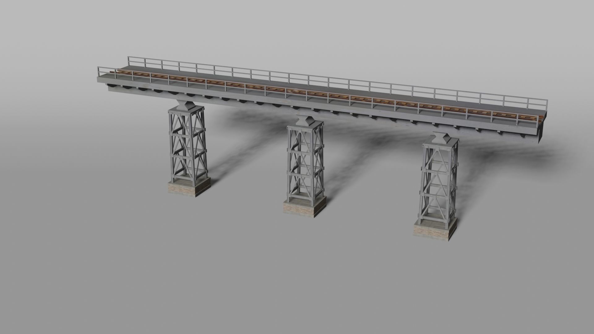 Railroad frame bridge 3D model_4