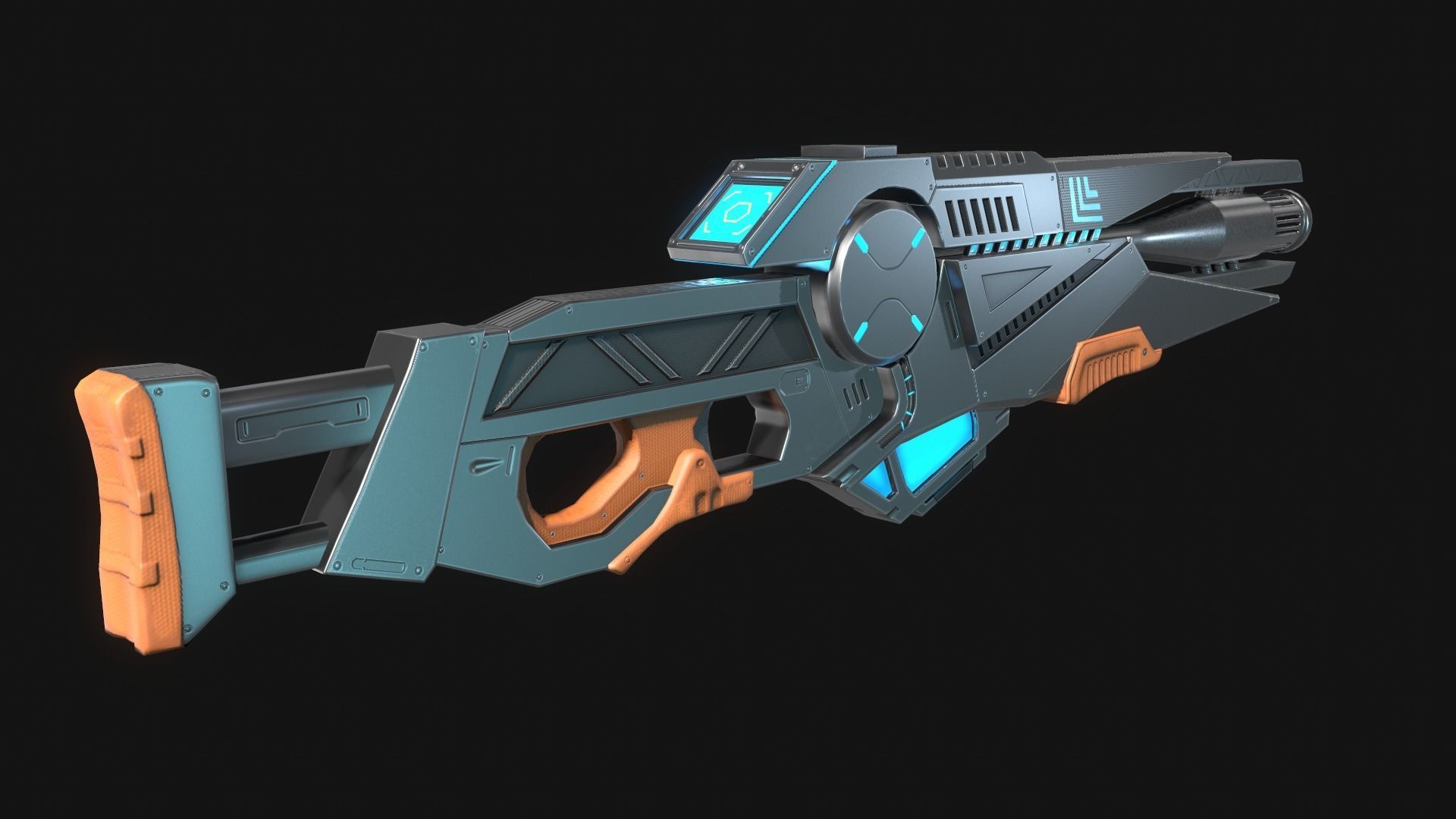 Sci-fi Gun Low-poly 3D model_3