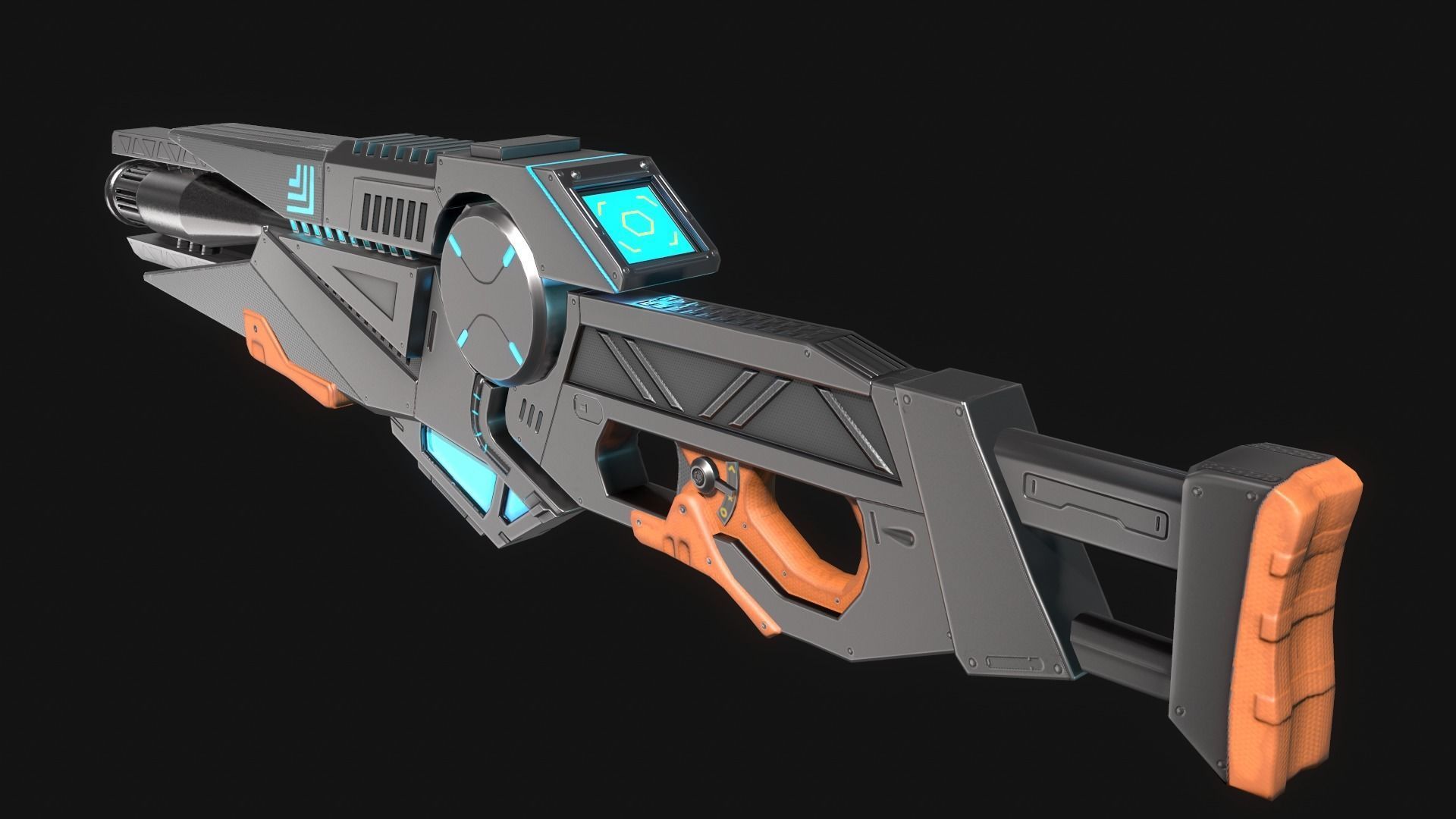Sci-fi Gun Low-poly 3D model_2